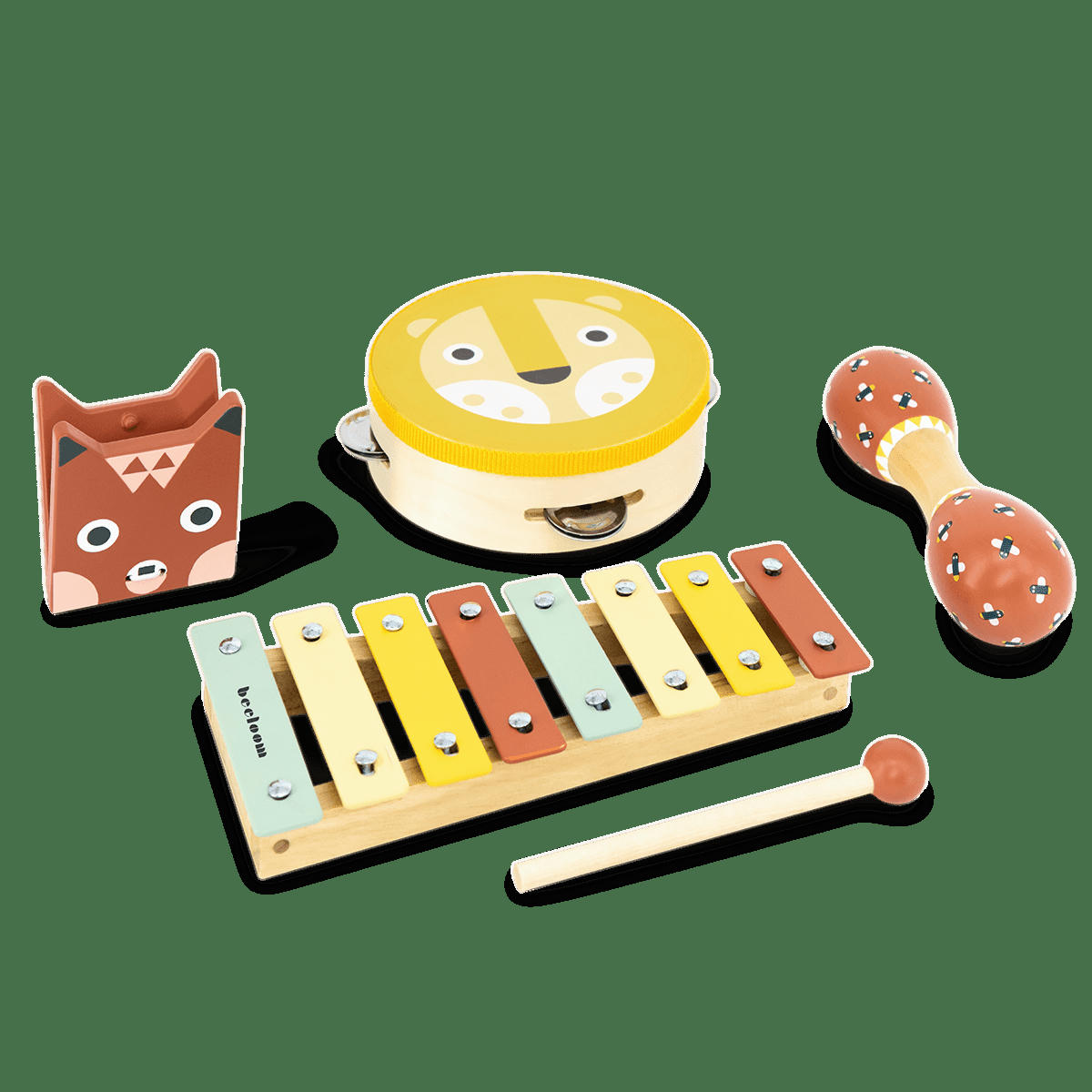 - Instruments pour enfants en bois naturel jaune