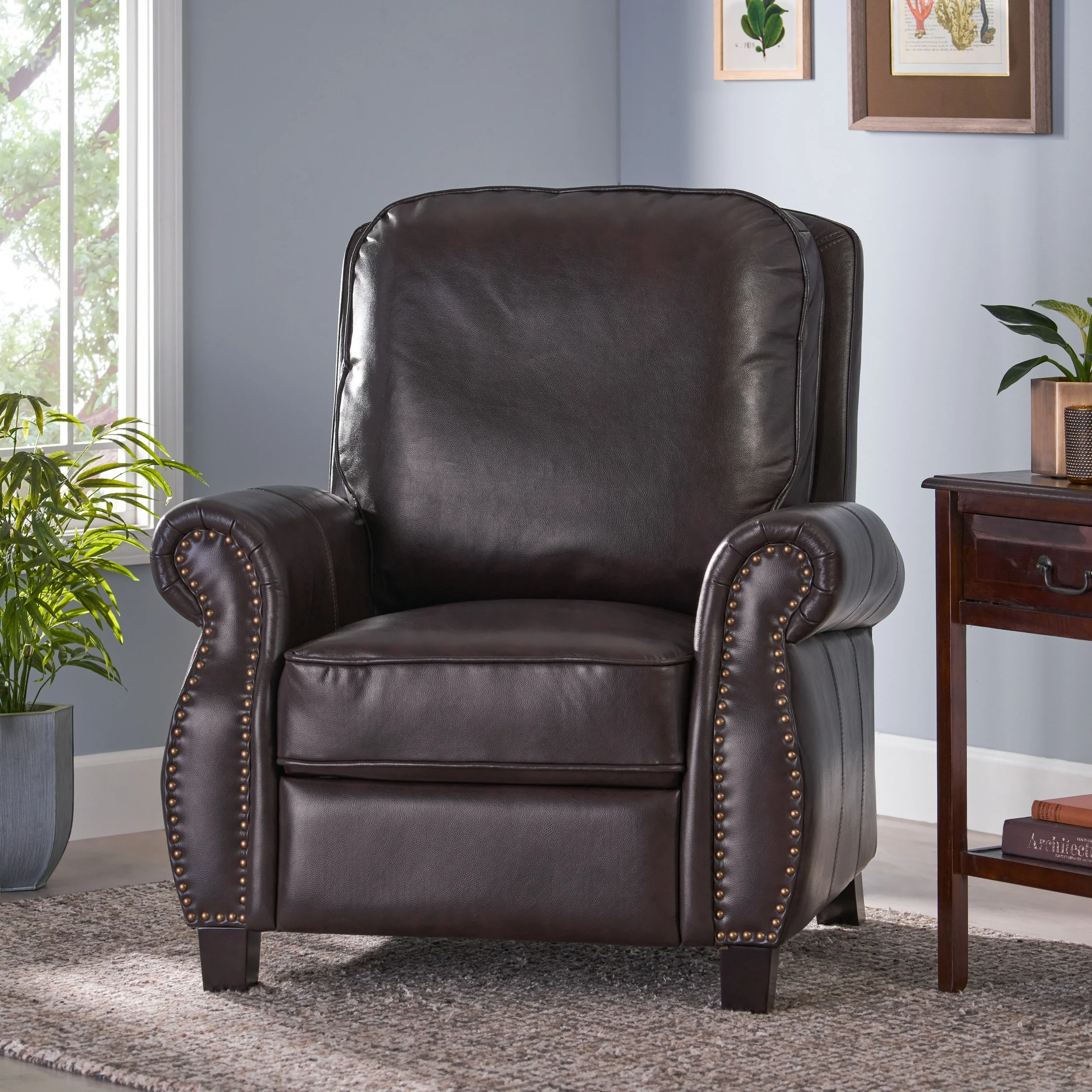 Neville 2-Tone PU Push Back Recliner by Christopher Knight Home