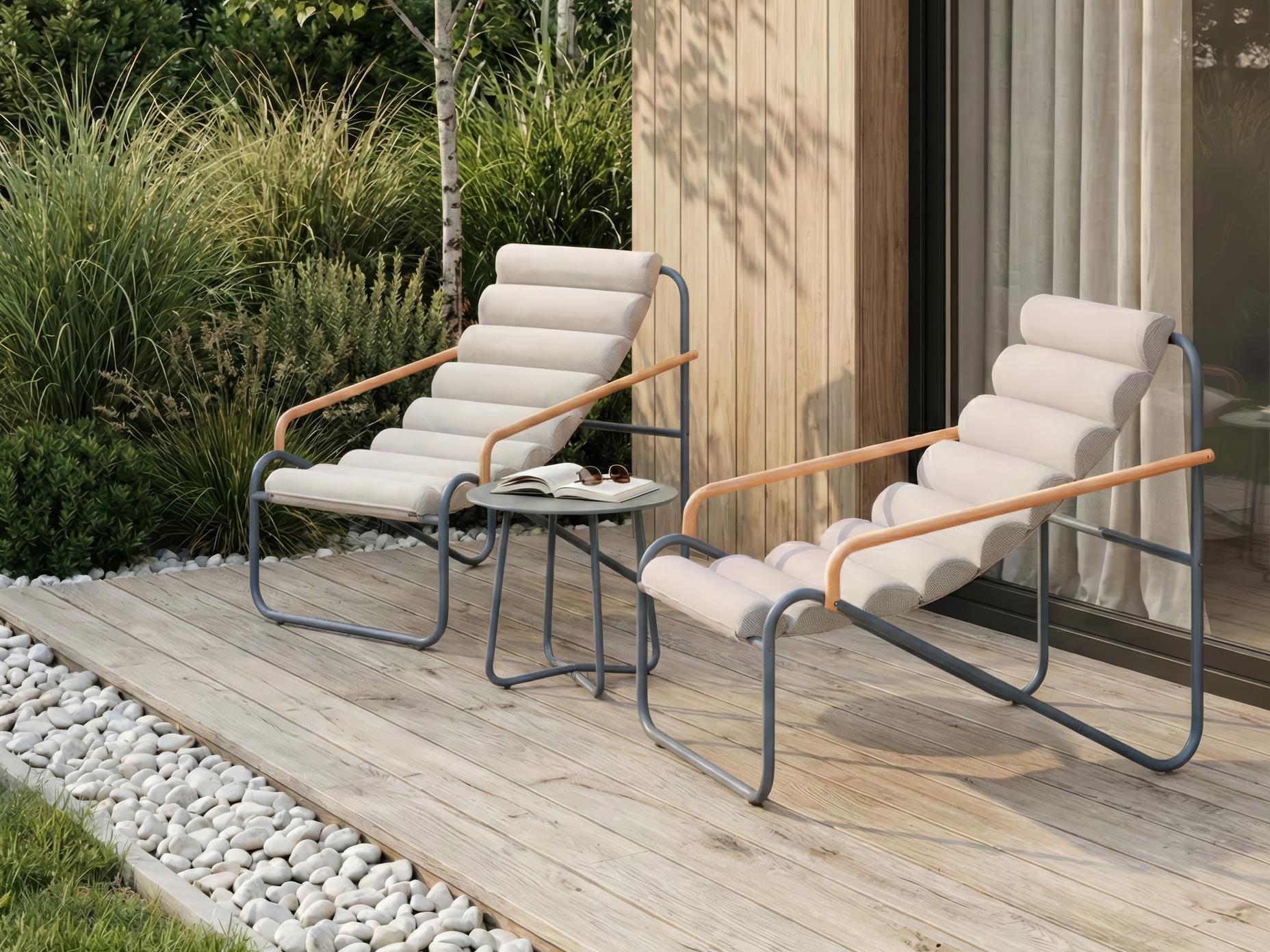 Garden Lounge Set with Table 2 Seater PASTO Metal Dark Grey