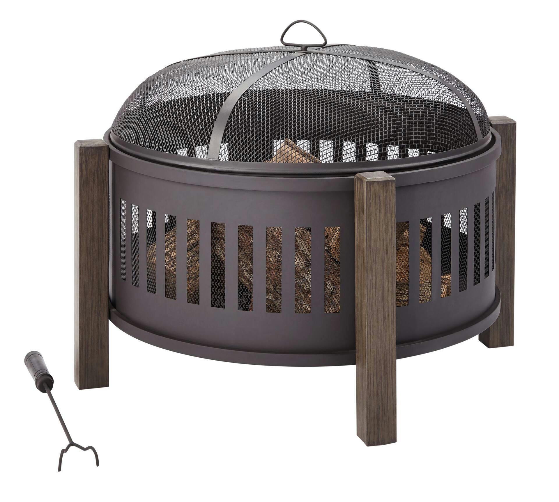 Canvas Round Wood Burning Outdoor Fire Bowl/Fire Pit, 31 x 24-in