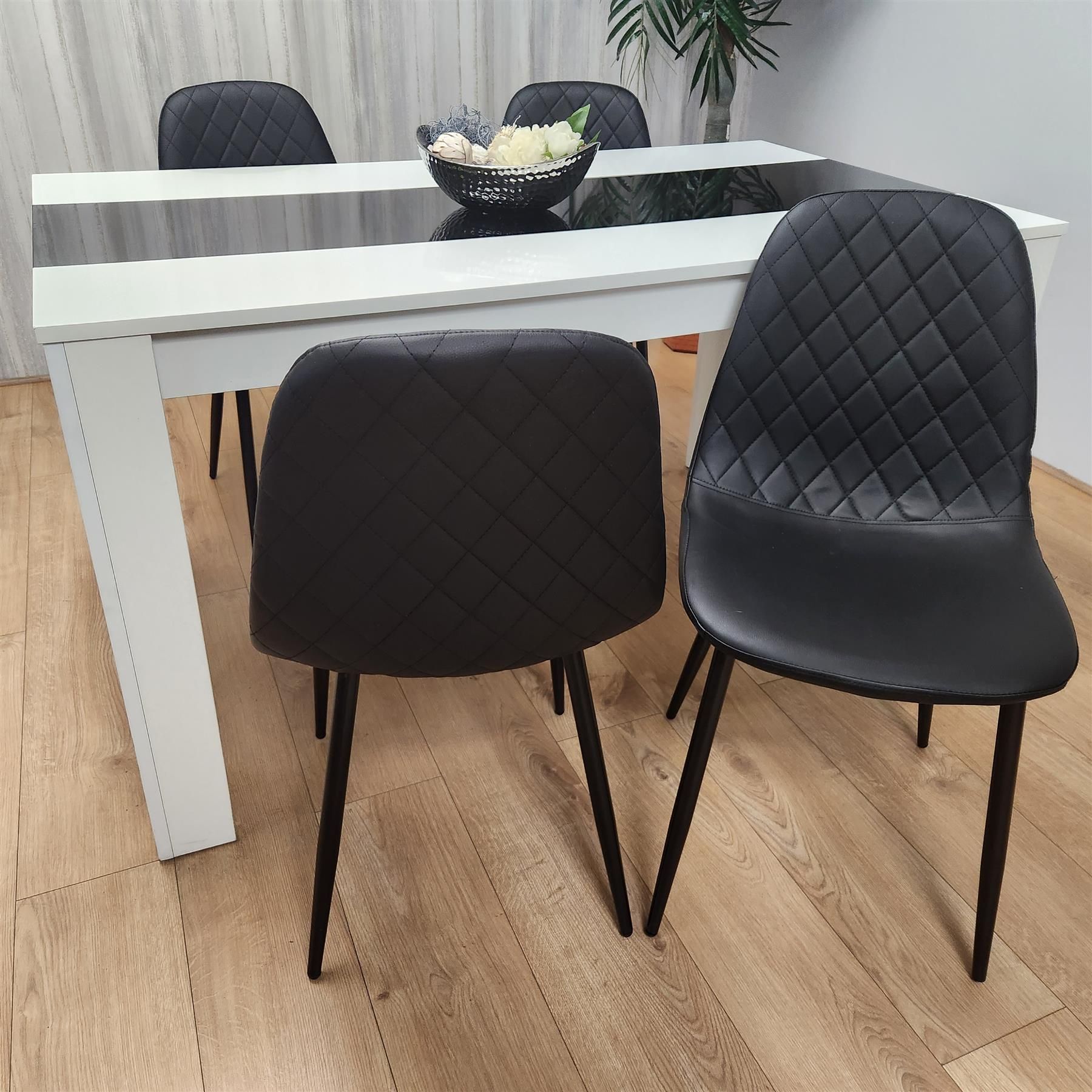 KOSY KOALA Dining Table and 4 Chairs Set White Black Table With 4 Black Chairs Dining Room Furniture