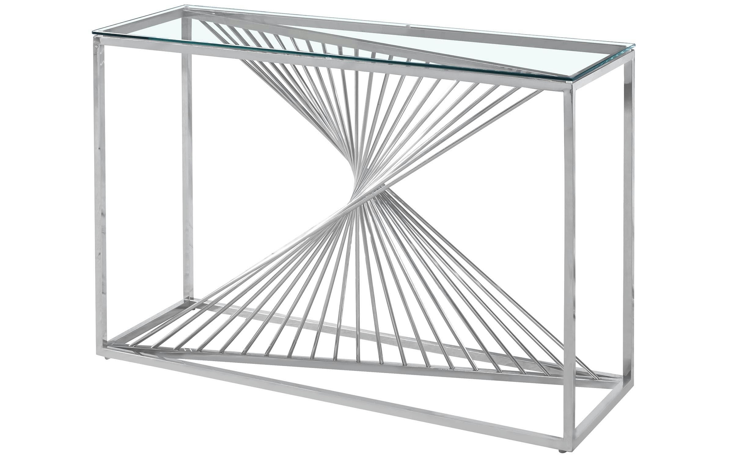 BRITANNIA - Console  en verre transparent et pieds argent