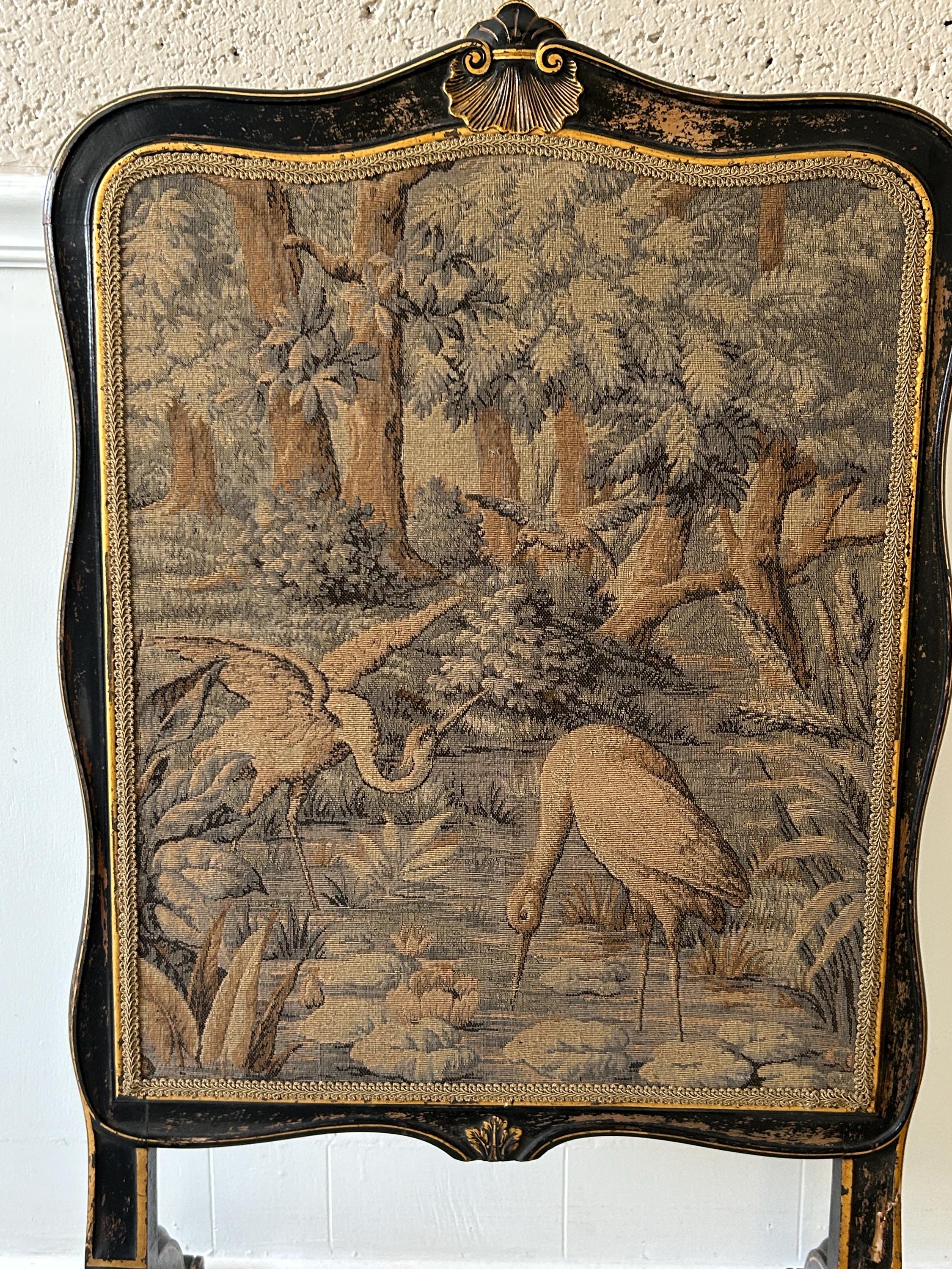 Antique Tapestry Fireplace Screen Made in France