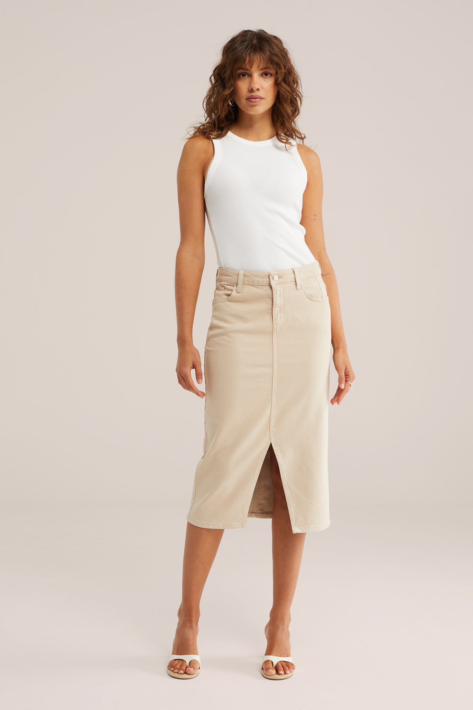 Dames midi denim rok