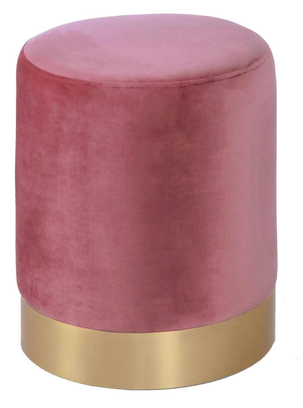- Pouf en velours et métal doré rose