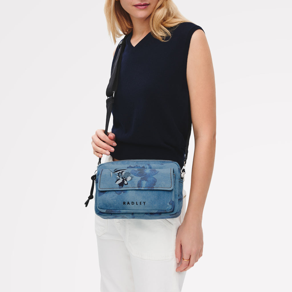 Eden Row - Denim - Small Ziptop Cross Body
