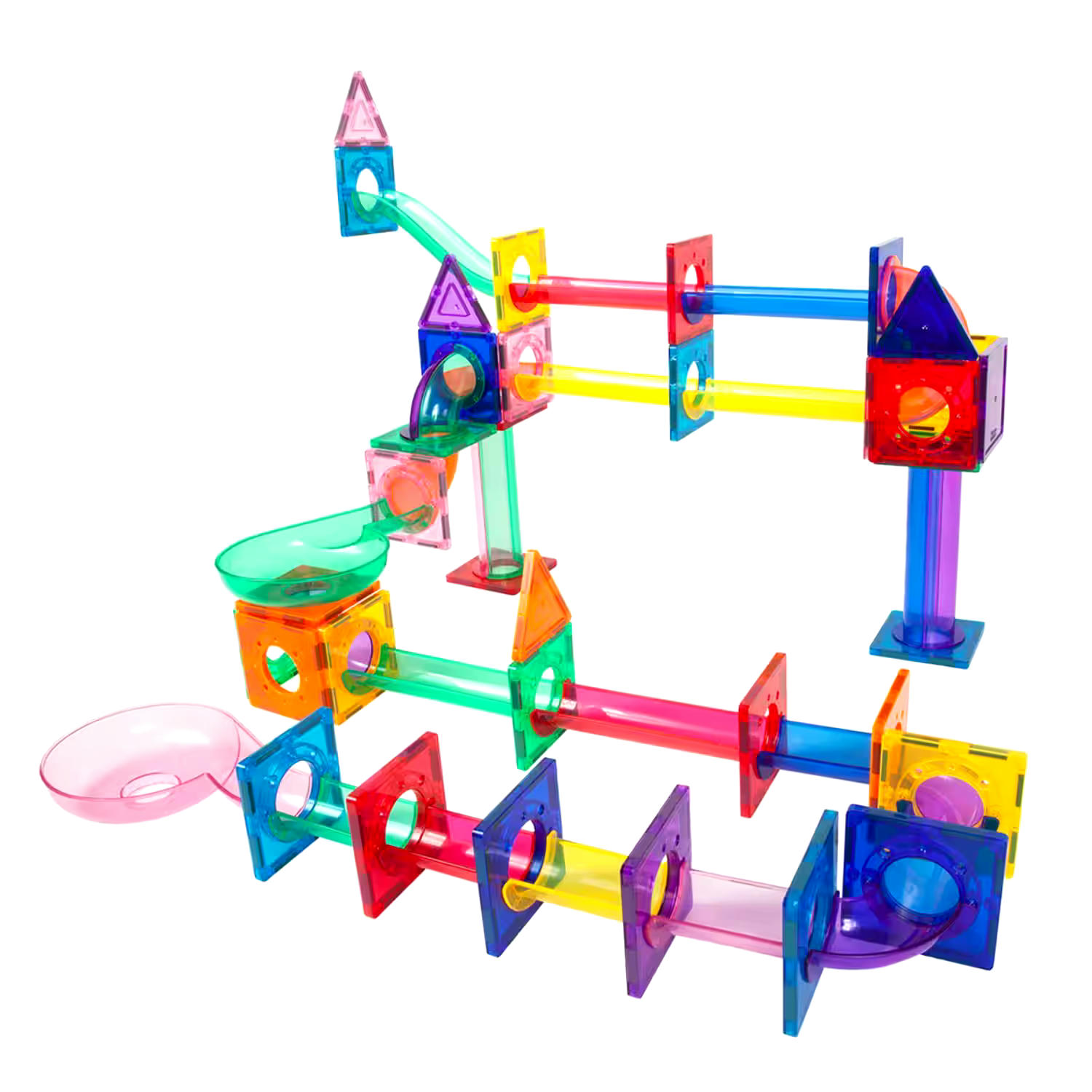 Picasso Tiles Magnetic Marble Run Building Blocks, 71-pc