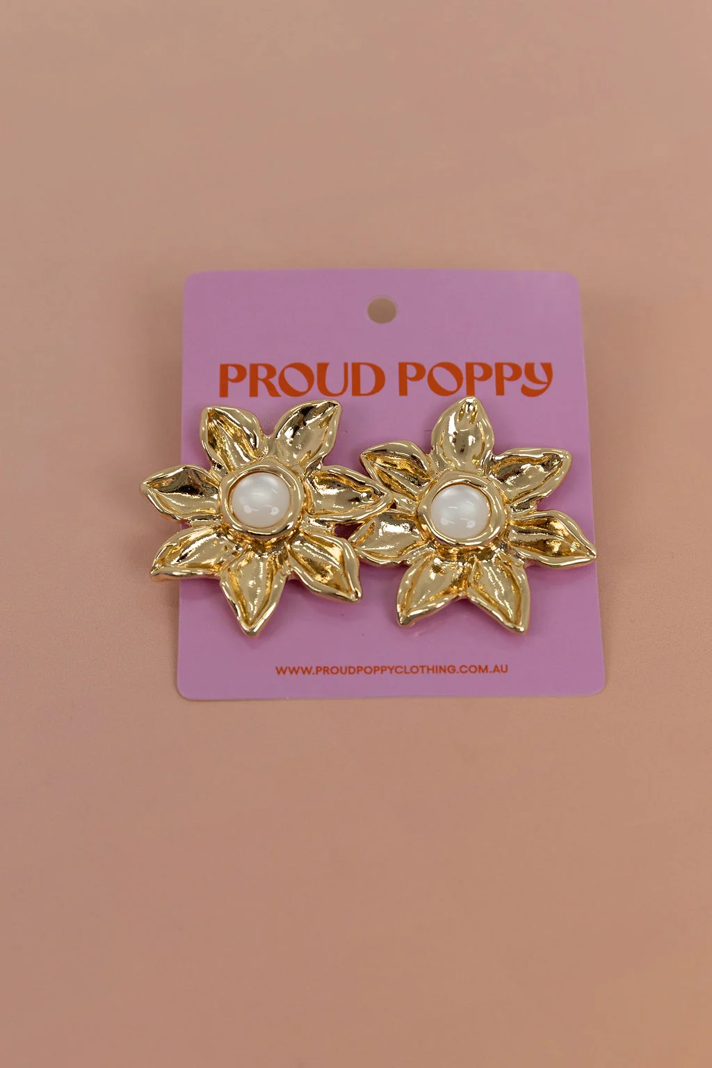 Floral Stone Stud Earrings