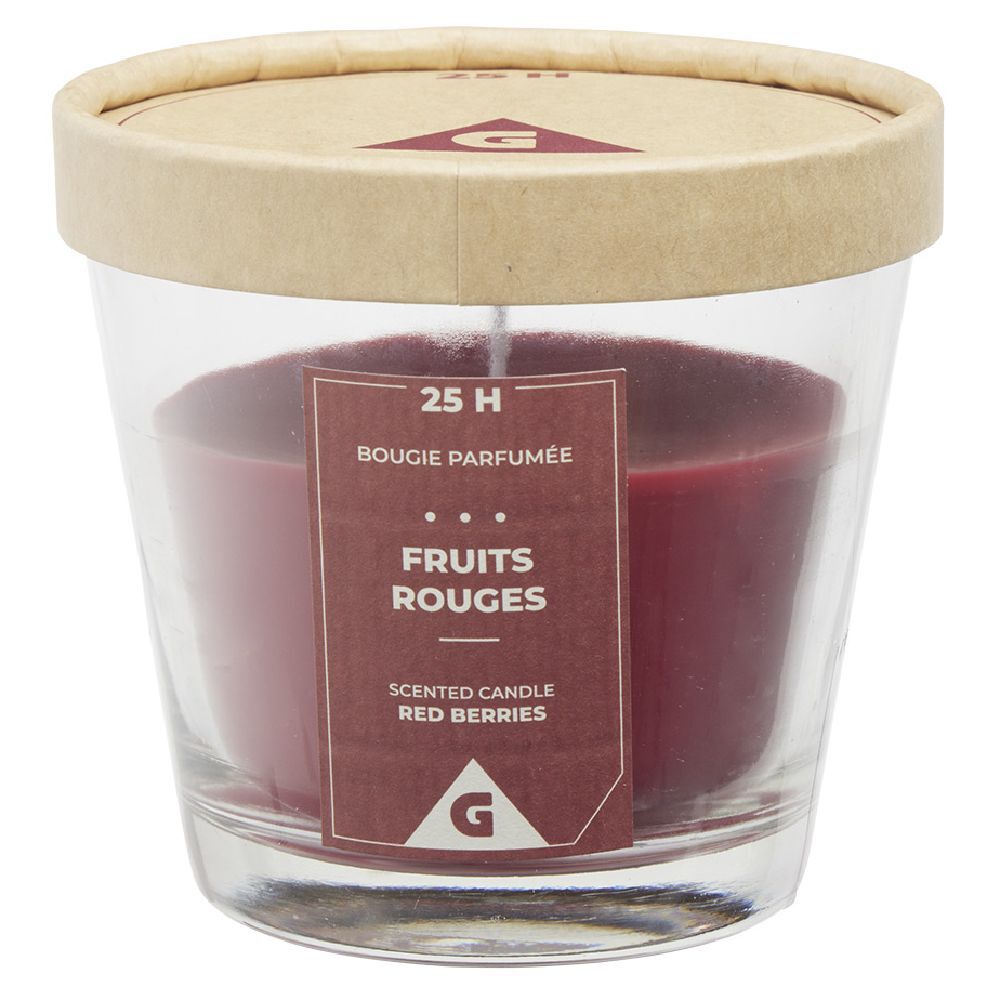 Bougie parfumée dans verre senteur fruits rouges