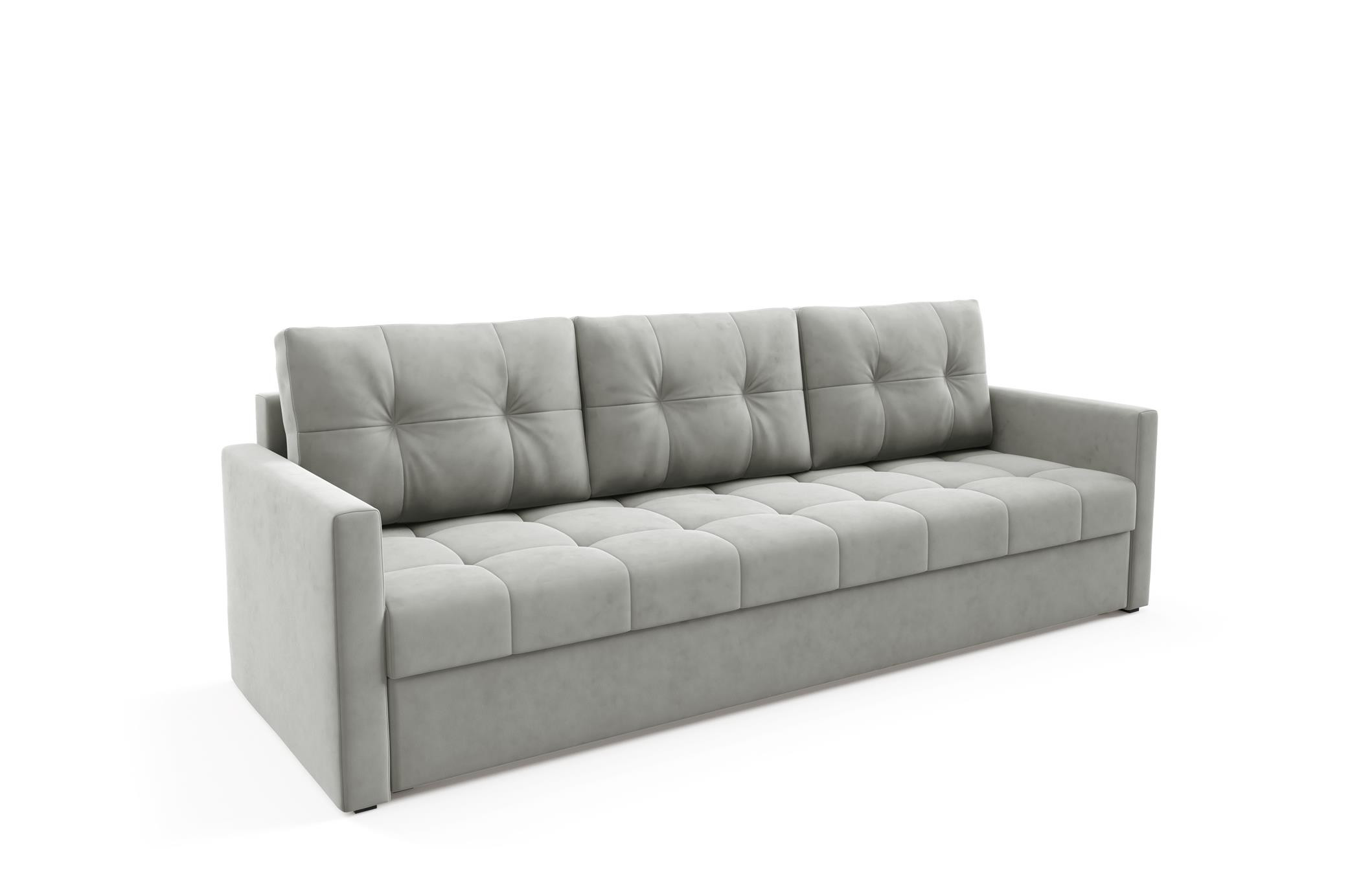 Sofa OLIVIA z funkcją spania pikowana Jasno Szara automat DL   bonell