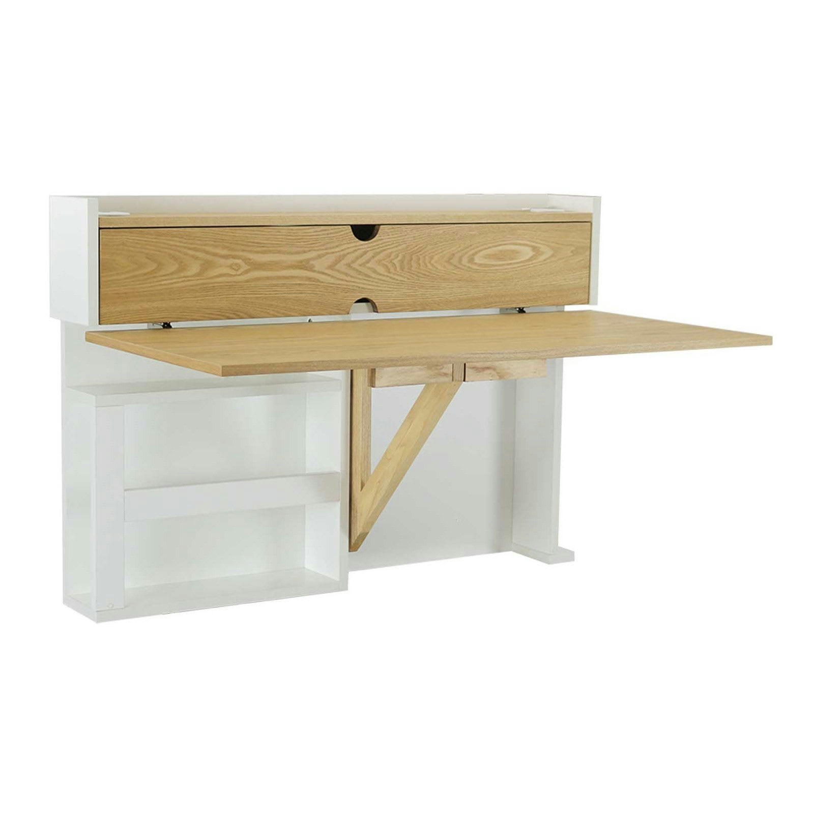 U-LINE - Bureau mural rabattable 100 cm bois et blanc