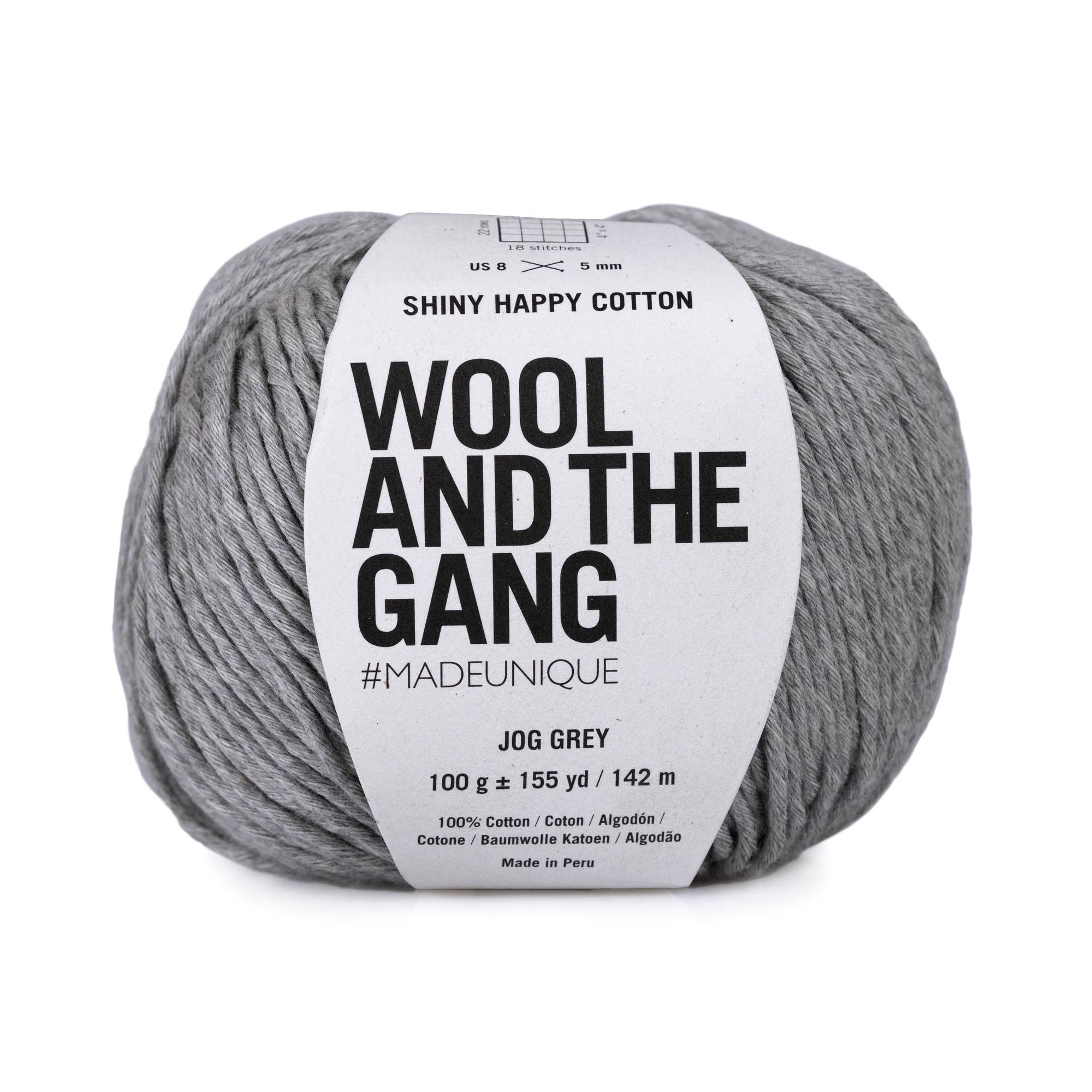 Wool and the Gang Jog Grey Shiny Happy Cotton 100g