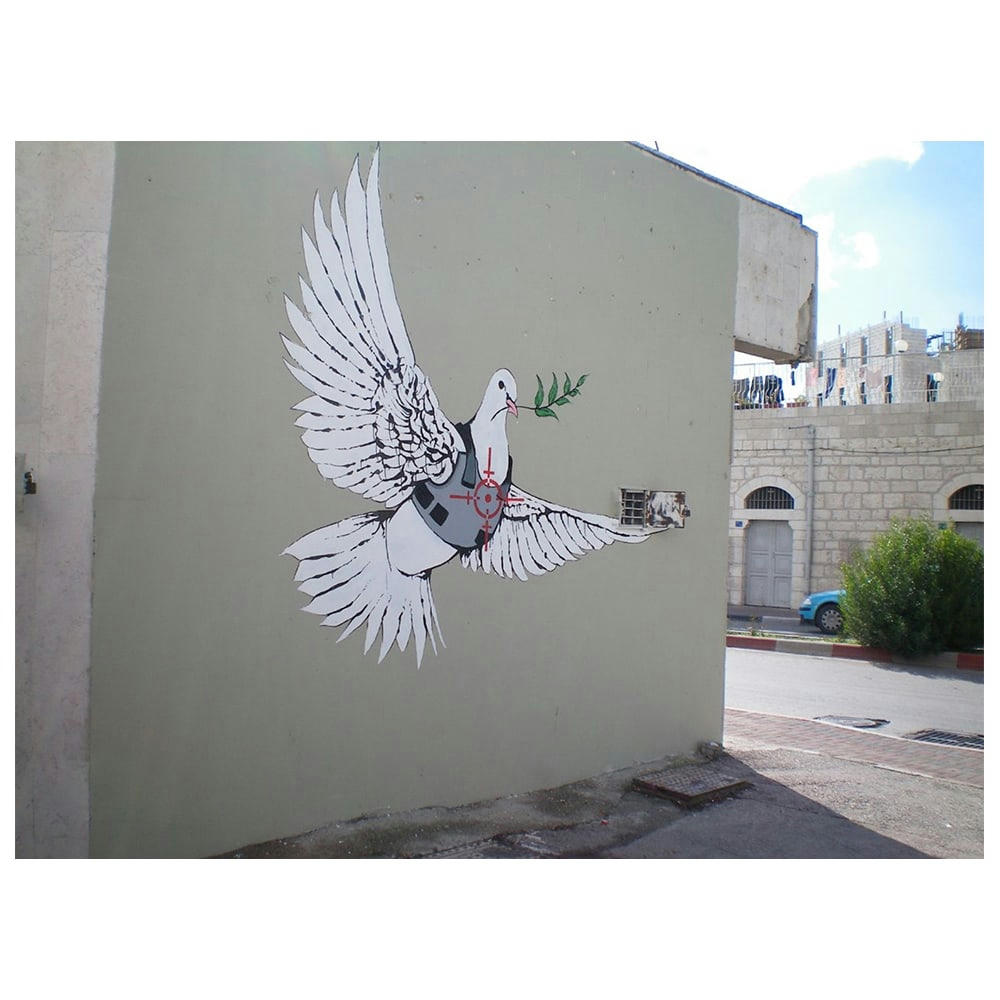 - Tableau colombe de la Paix blindée Banksy 50x70cm