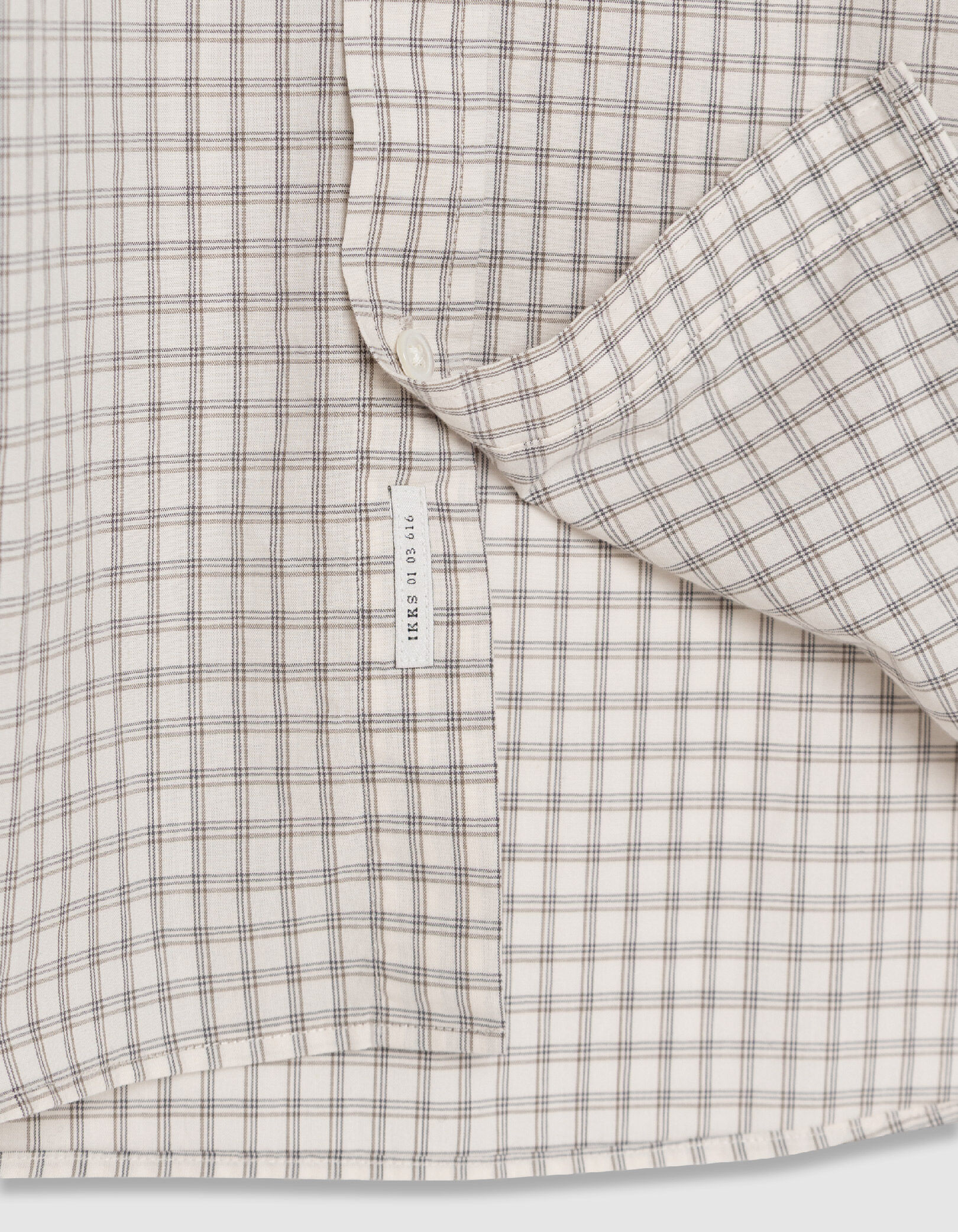 Chemise regular écrue coton bio motif carreaux Homme