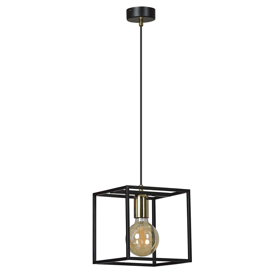 Lampa wisząca czarna-mosiądz KARMEN 1xE27x15W wym: 100x15x15 cm Emibig