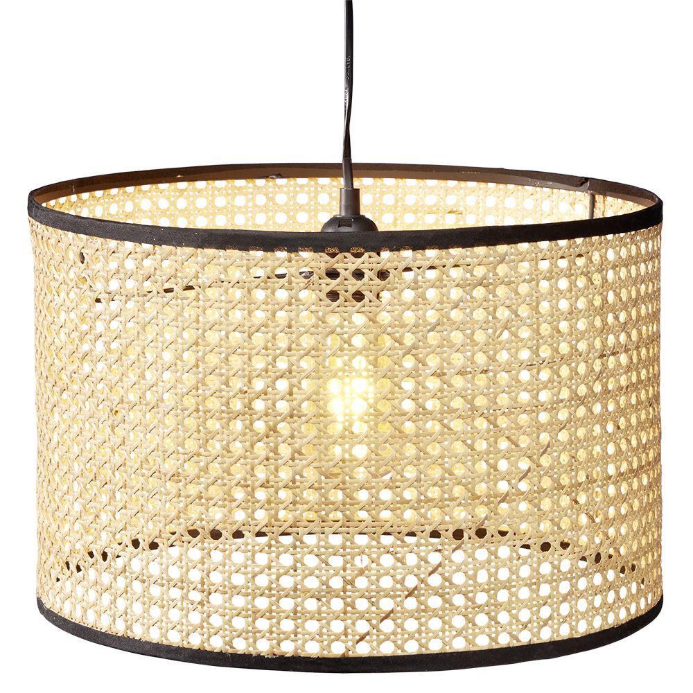 Luminaire à suspension filaire cannage en rotin