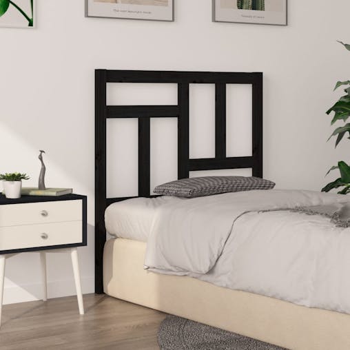 NNEVL Bed Headboard Black 95.5x4x100 cm Solid Wood Pine