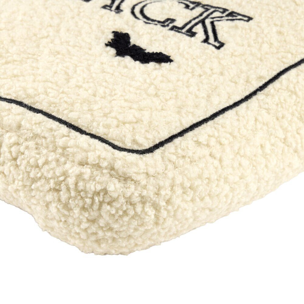 Coussin Halloween pierre tombale inscription polyester blanc 30x36cm