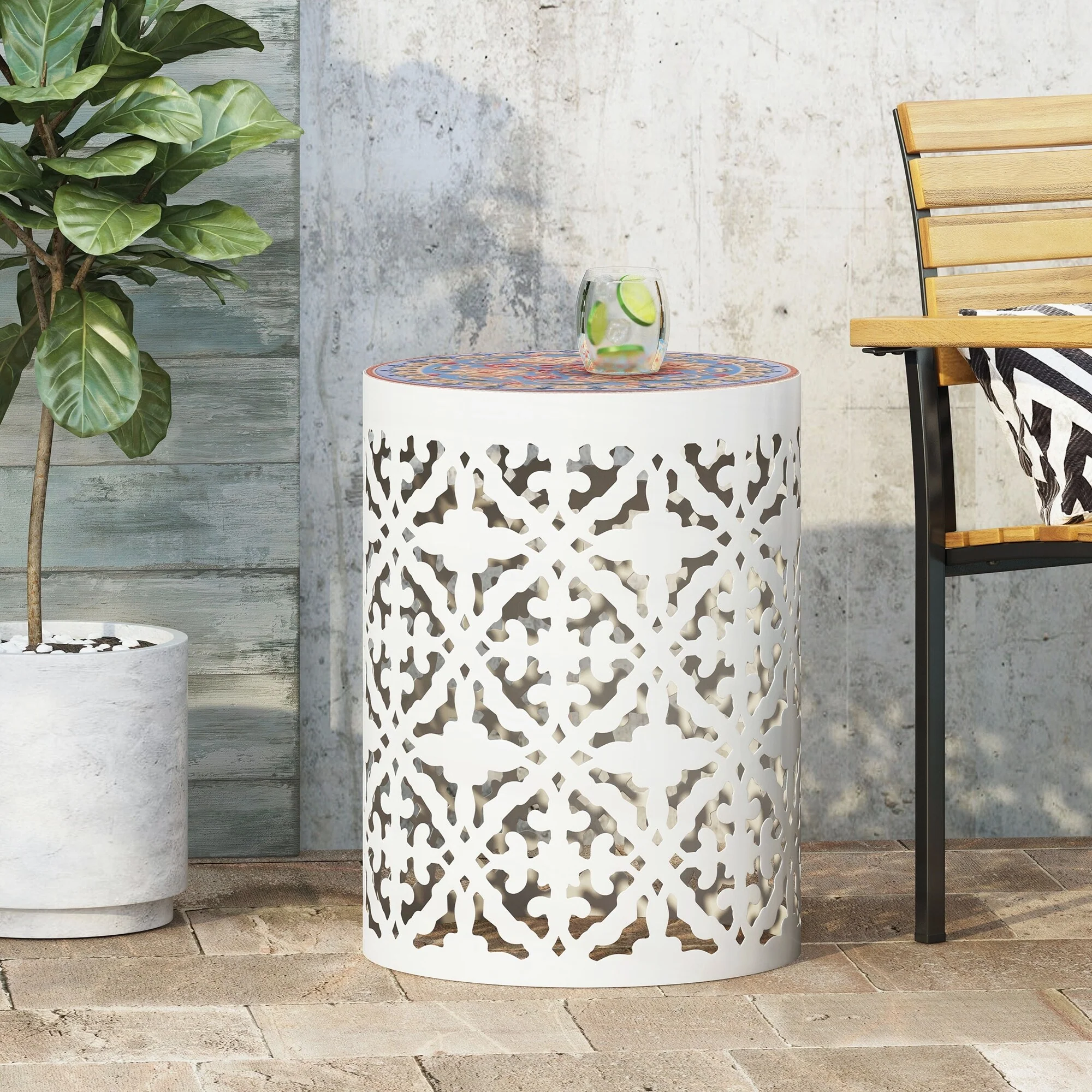 transitional tile mosaic outdoor SIDE TABLE