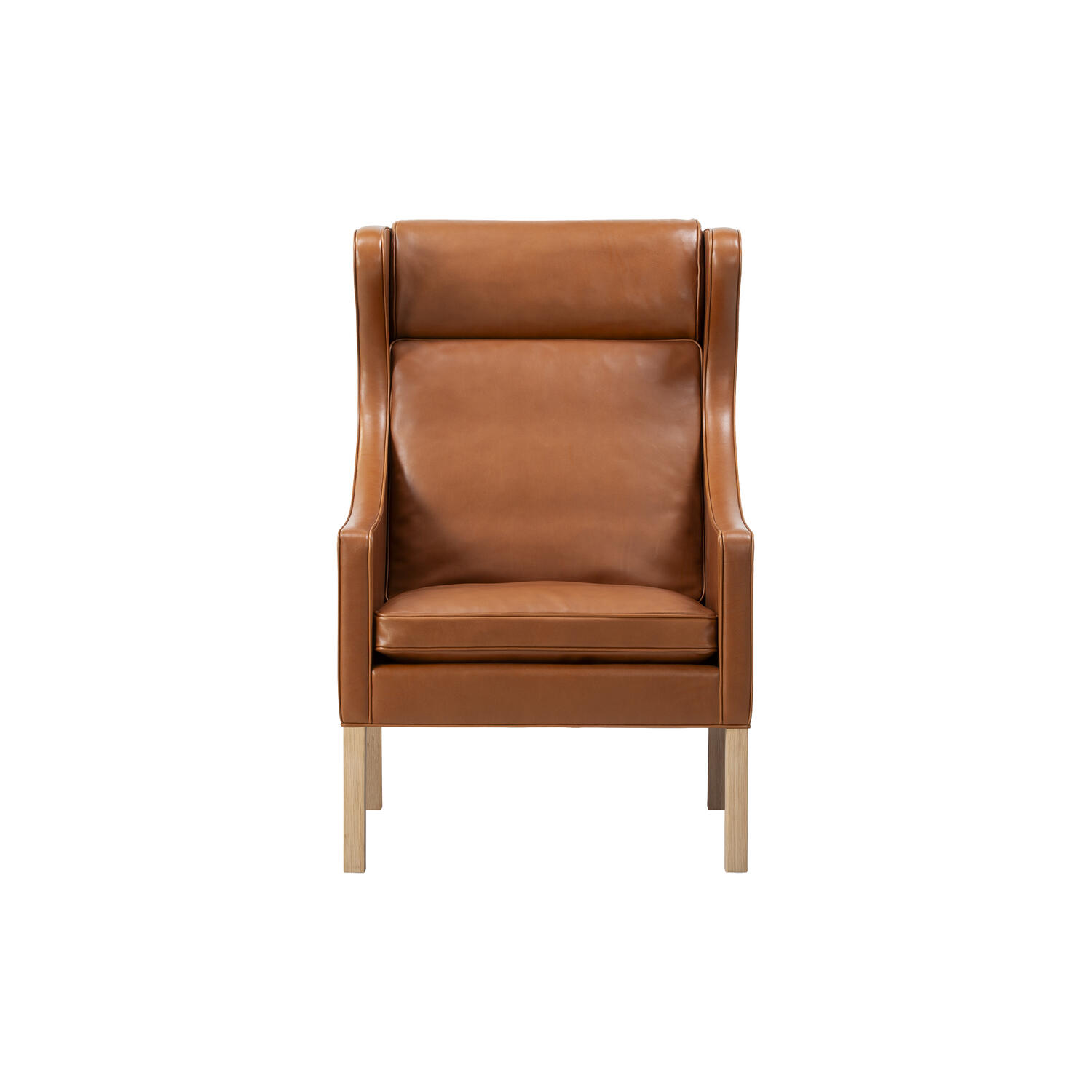 Mogensen 2204 2202 øreklapstolen & Ottoman, russet brown/lysolieret eg