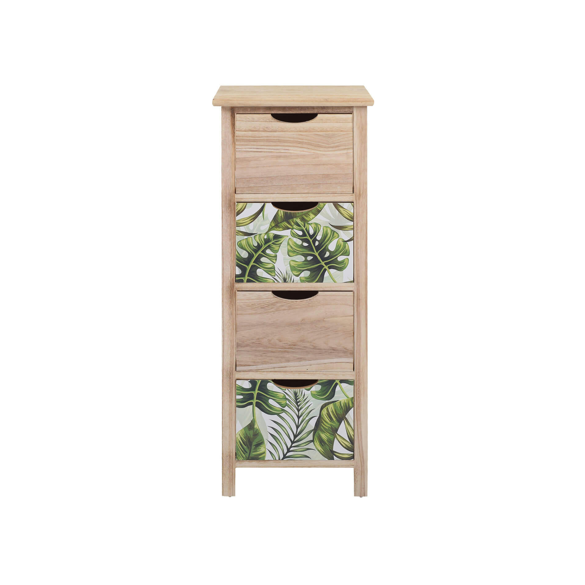 - Chiffonnier florale avec 4 tiroirs en bois brun et vert