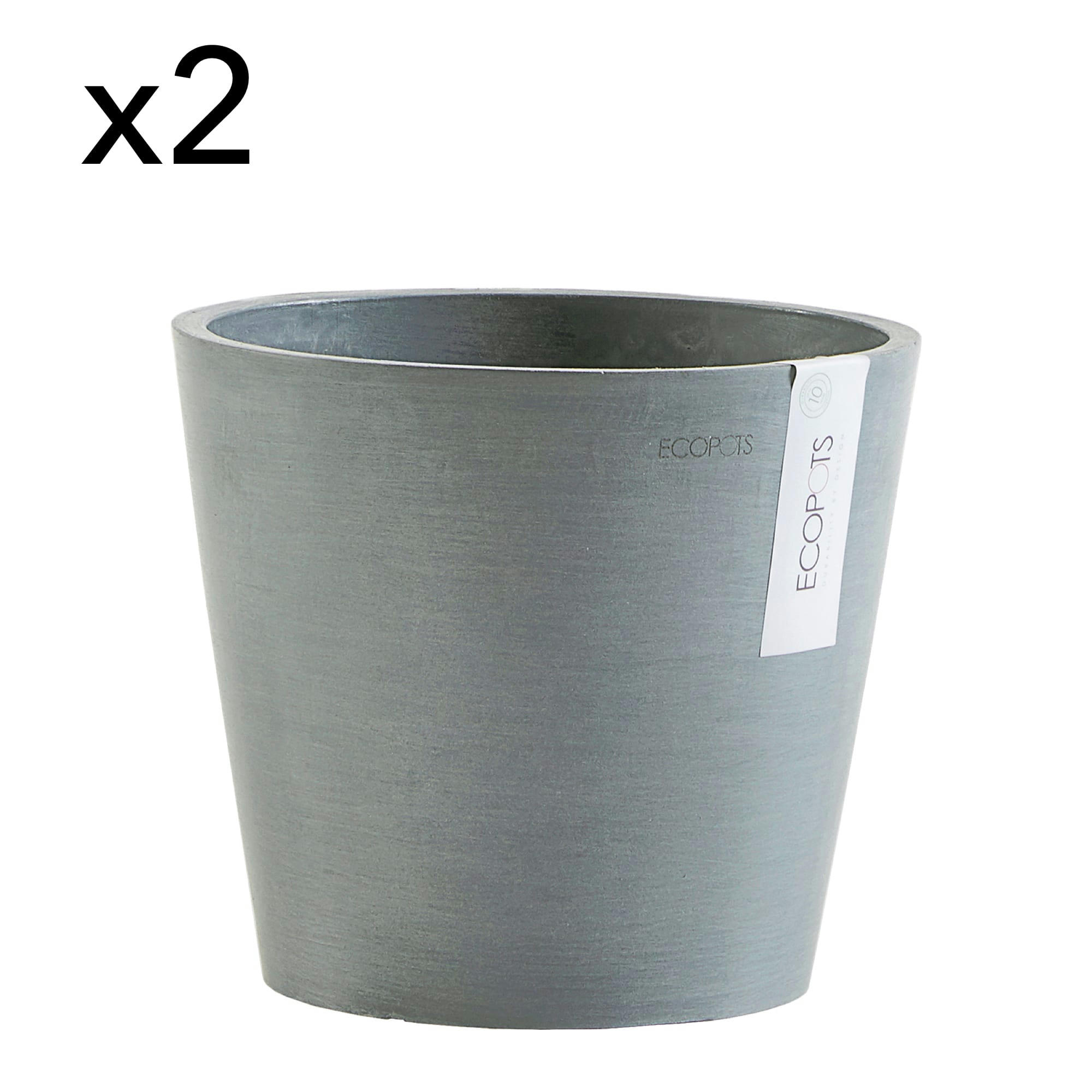 AMSTERDAM - Pots de fleurs bleu gris D20 - lot de 2