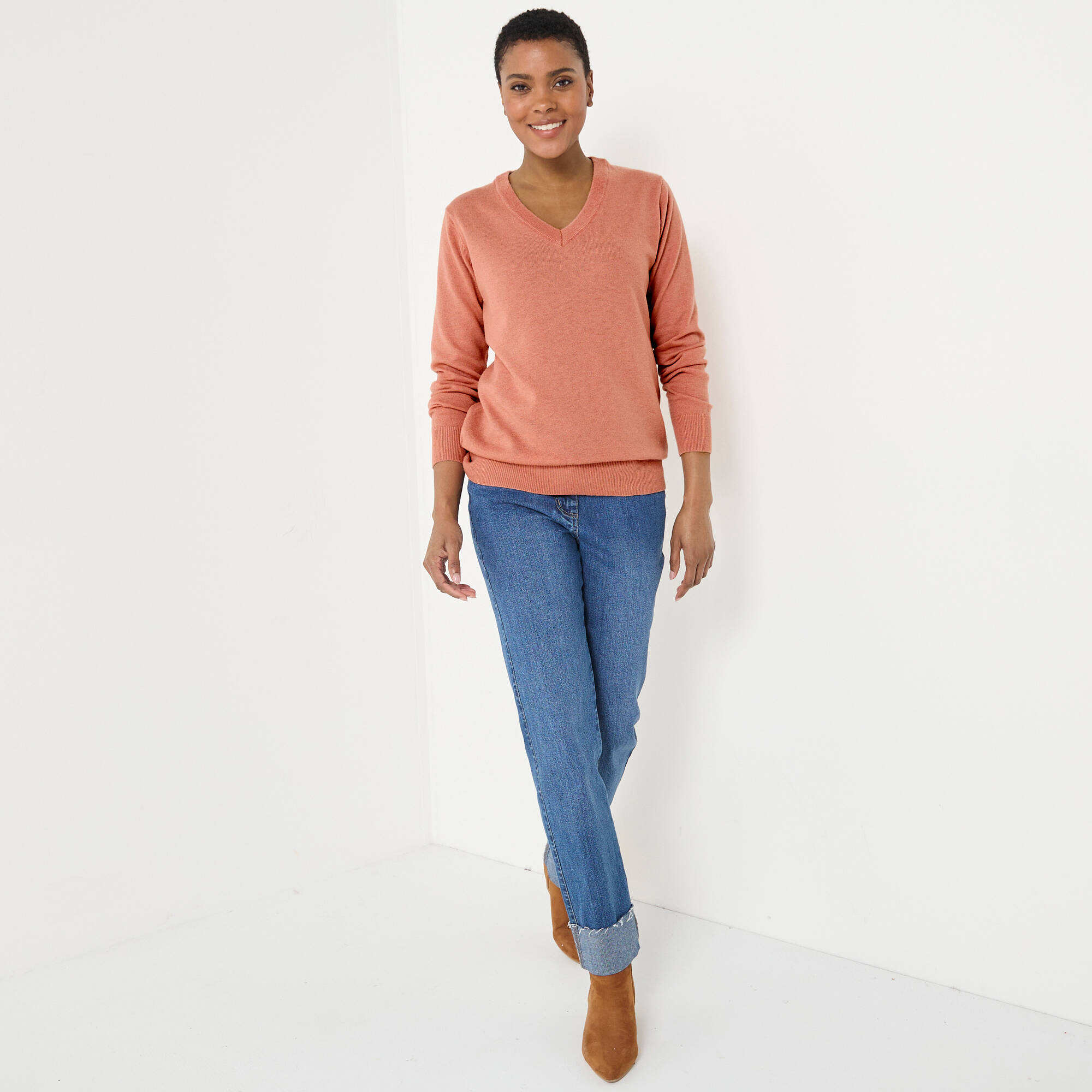 Pull col V, laine d'agneau