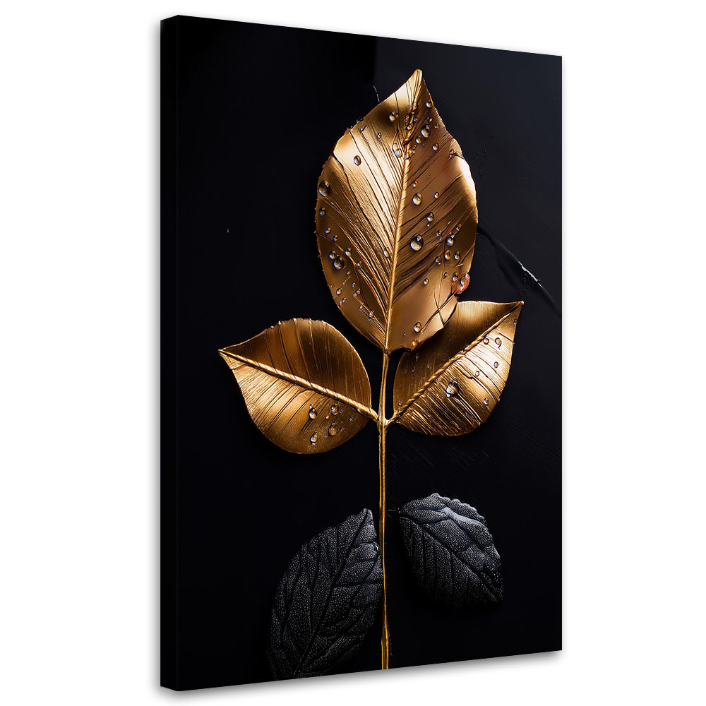 Feeby Obraz na płótnie, Złoty Liść Rośliny Glamour 40x60