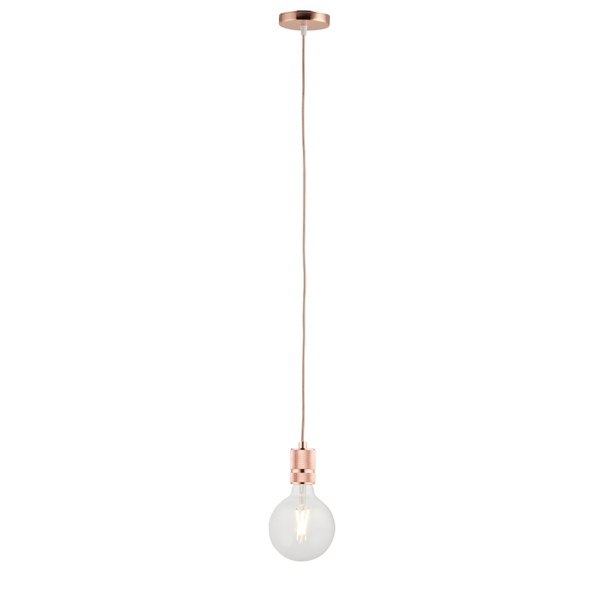 Lighto | Pendel Rosé Goud | Inclusief Lichtbron Helder | Classic | 1.5m Snoer | Met Plafondkap