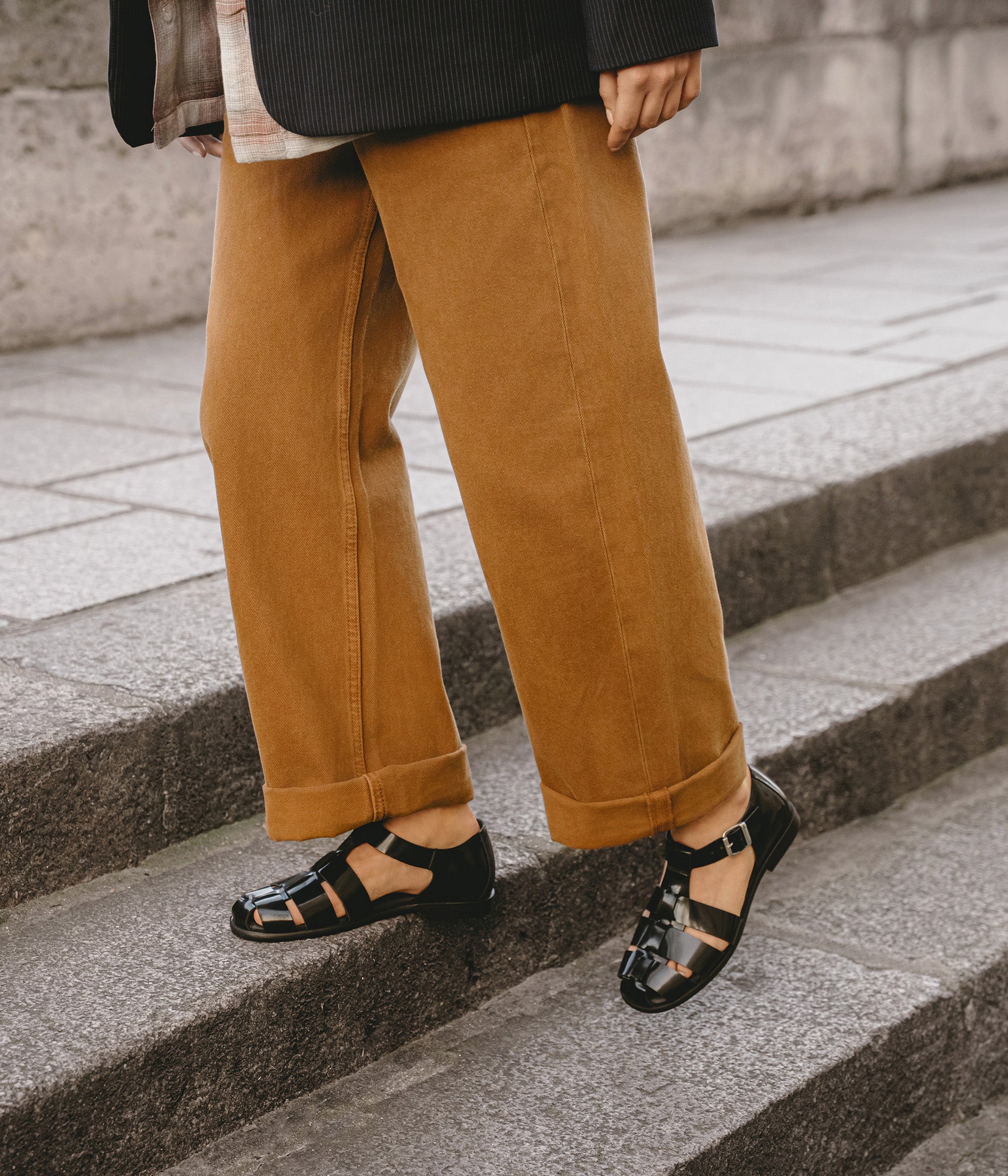 Sandales en cuir noir Constance