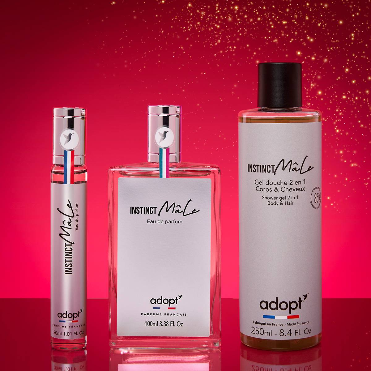 Instinct MâleCoffret eaux de parfums 30 ml et 100 ml   gel douche 250 ml