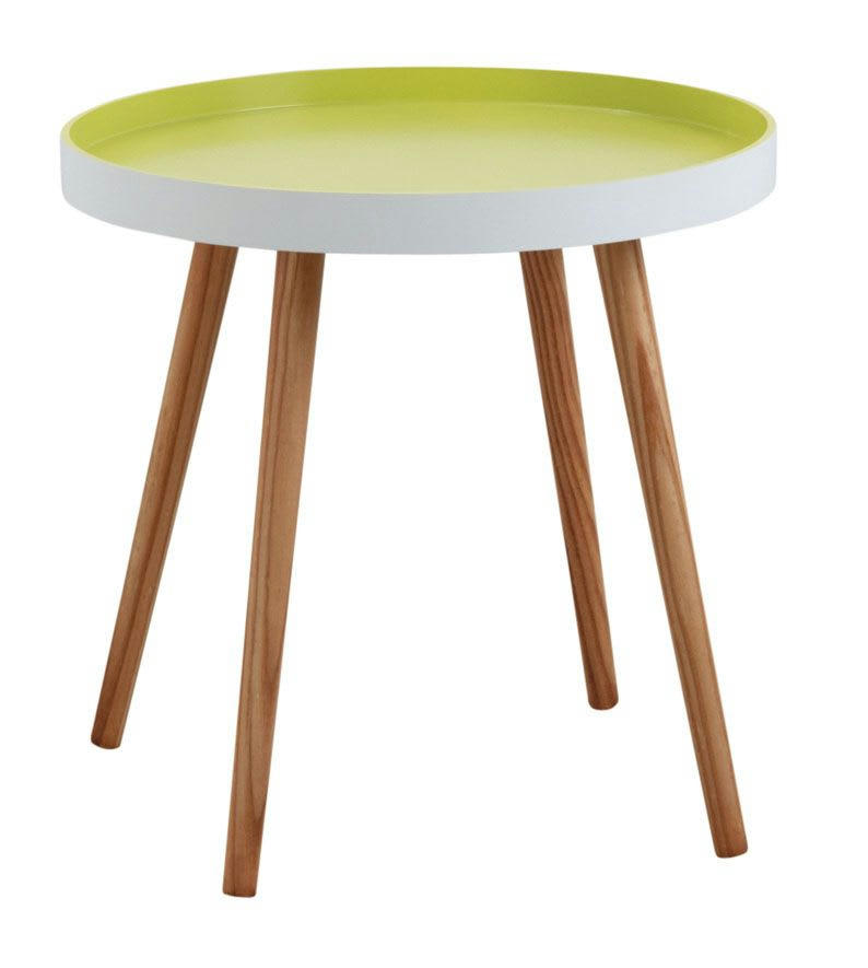 - Table d'appoint ronde en bois et mdf laqué vert anis