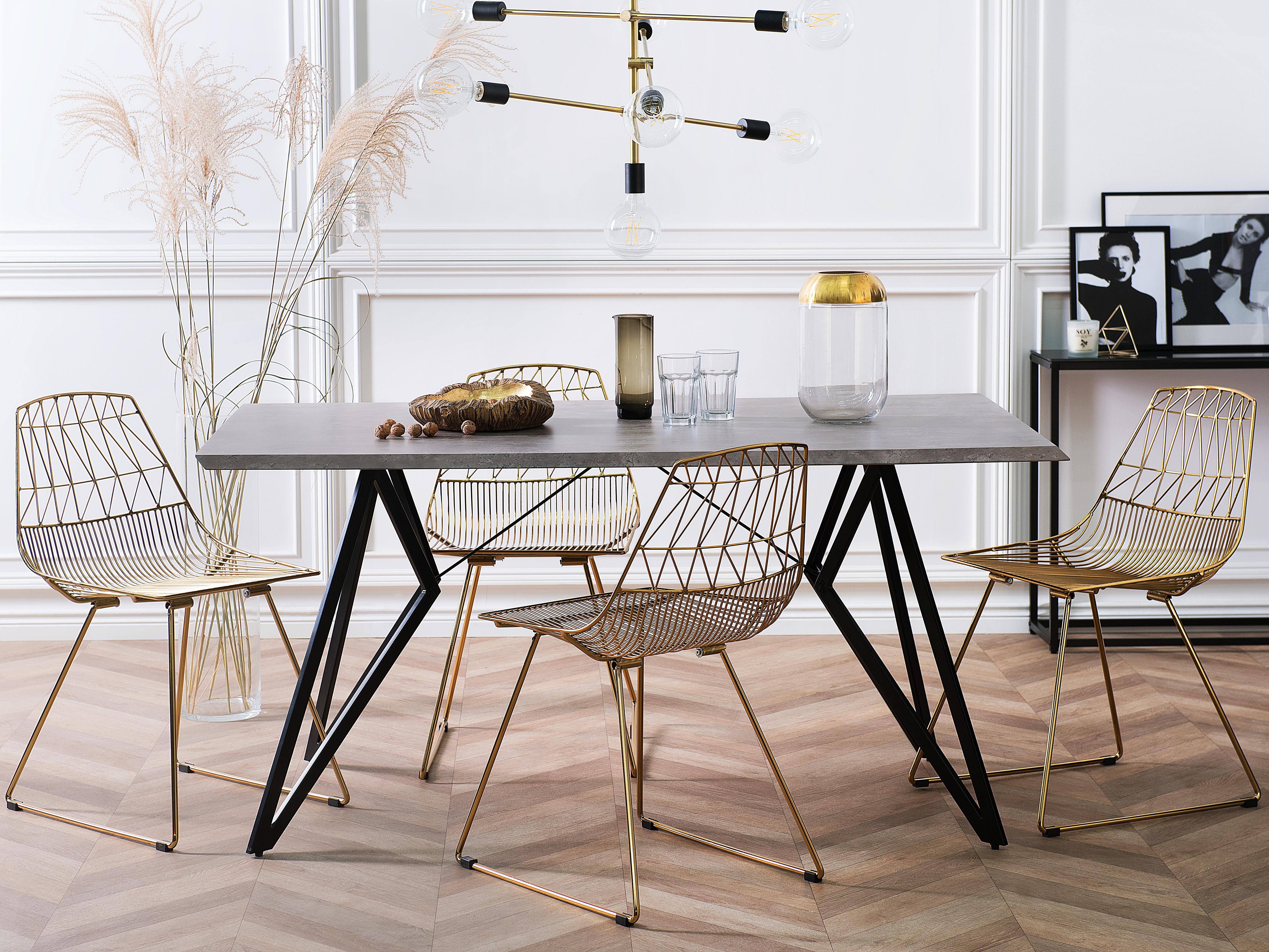 Dining Table BUSCOT Grey Concrete Effect 160 cm 90 cm