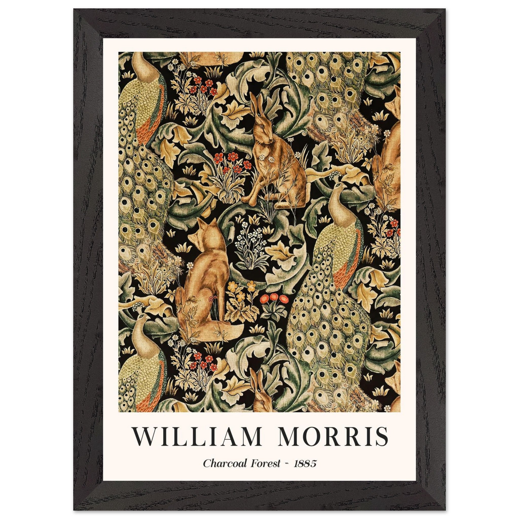 Artfulprints Poster met Lijst William Morris - Charcoal forrest  - A4 21x29.7 cm - Donkergroen