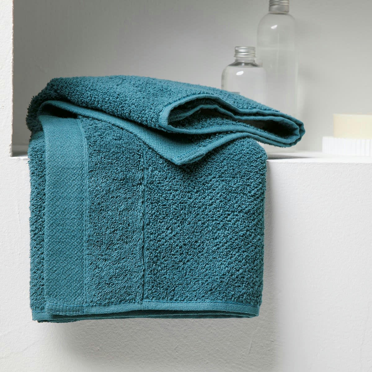 BIO ORGANIC - Serviette de bain uni en Coton Bleu 50x90 cm