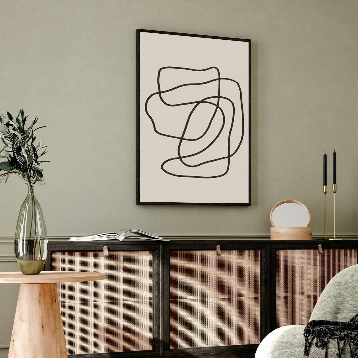 MINIMALISMO - Affiche avec cadre noir -  lignes minimalistes - 50x70