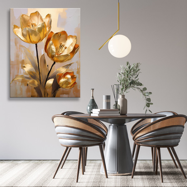 Feeby Obraz na płótnie, Złote Tulipany Glamour 40x60