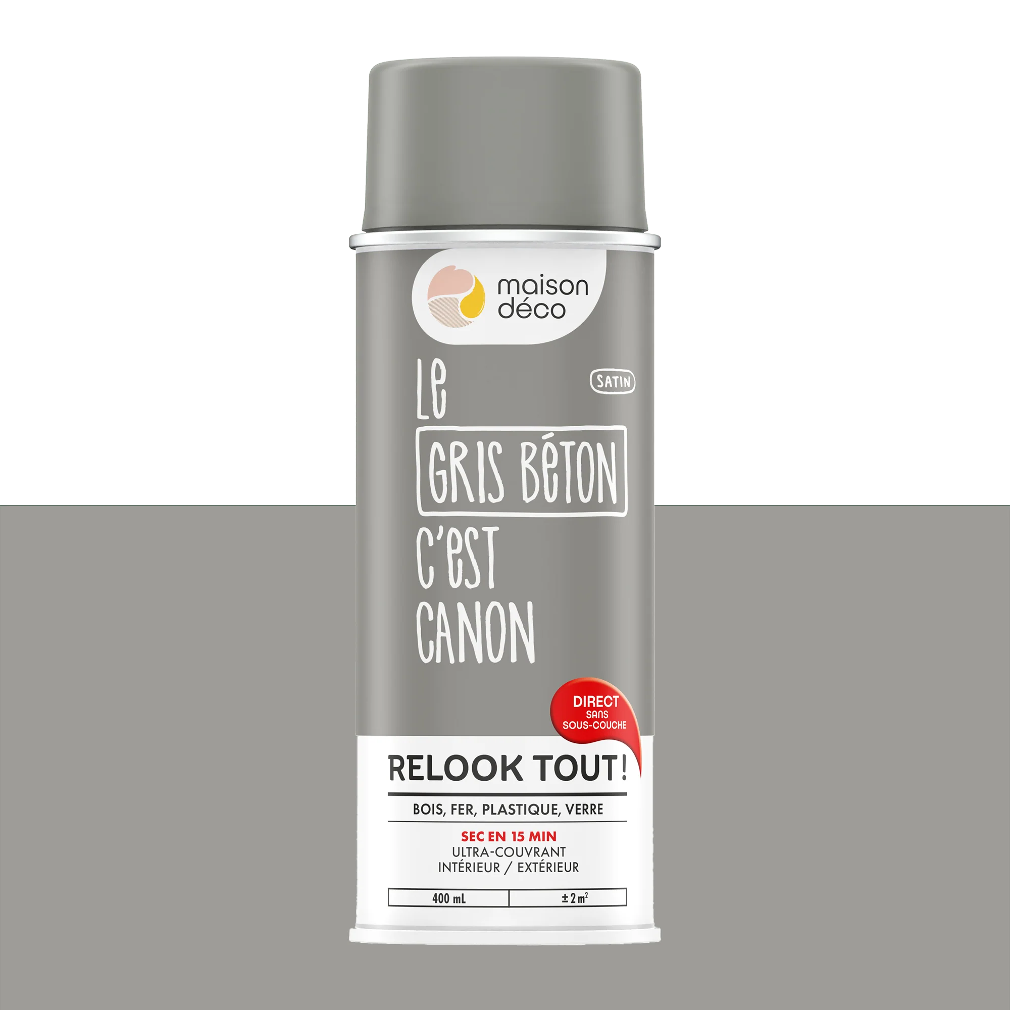 Relook tout aérosol Peinture Bombe de peinture gris béton Satiné 0,4 L