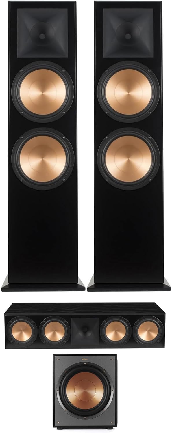 Klipsch RF-7 III Black Ash Wood Furniture Made Floorstanding Speaker Pair with a RC-64 III Black Ash Wood Furniture Made Center Channel Speaker and a R-120SW Subwoofer (2017)