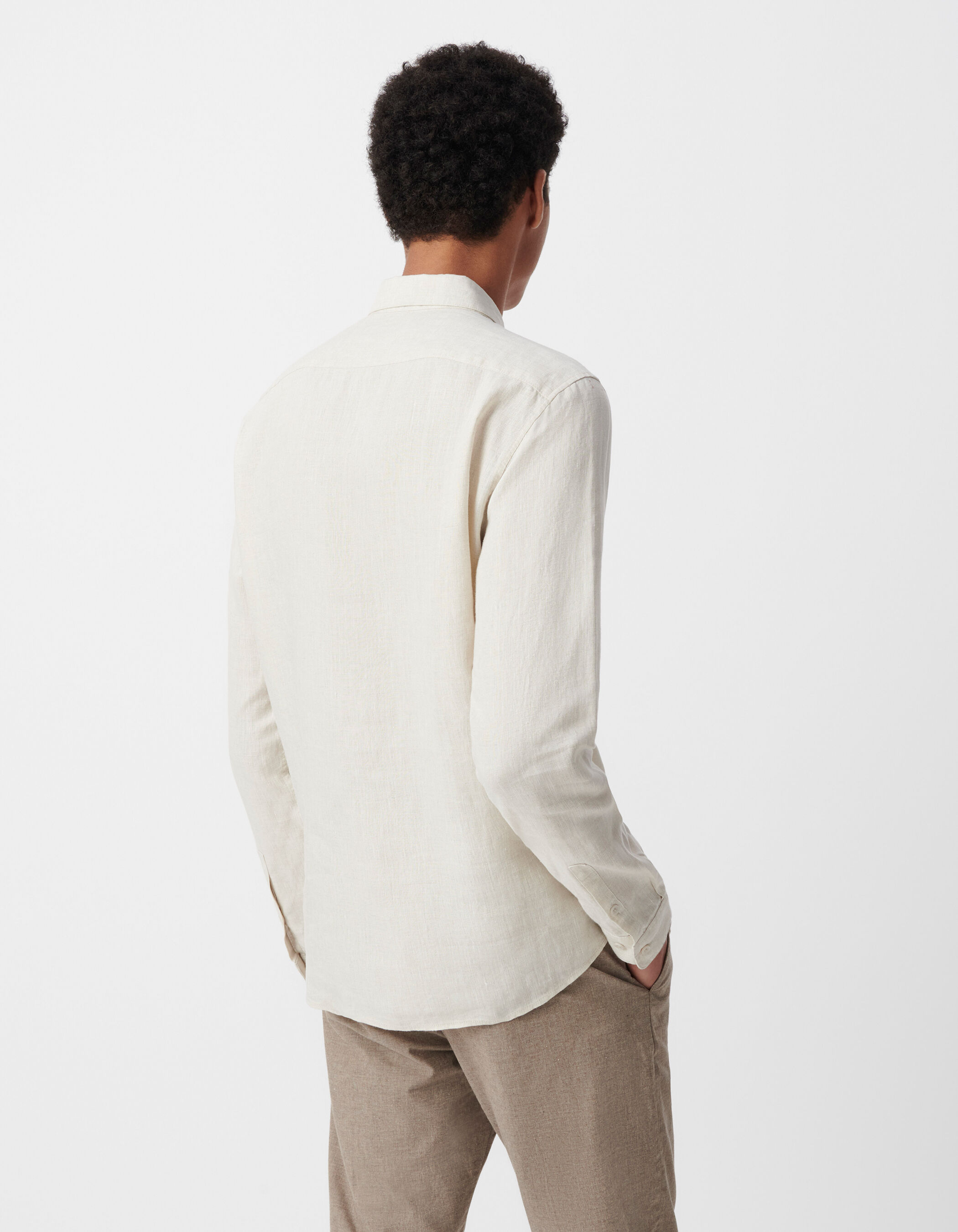 Chemise SLIM beige en lin Homme