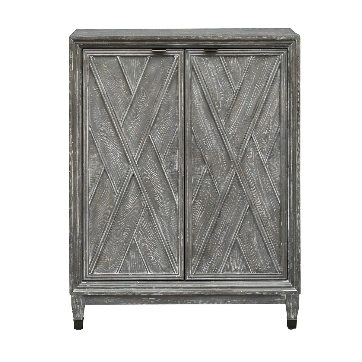 Somette Sterns Blue Grey White Washed Two Door Wine Cabinet - N/A