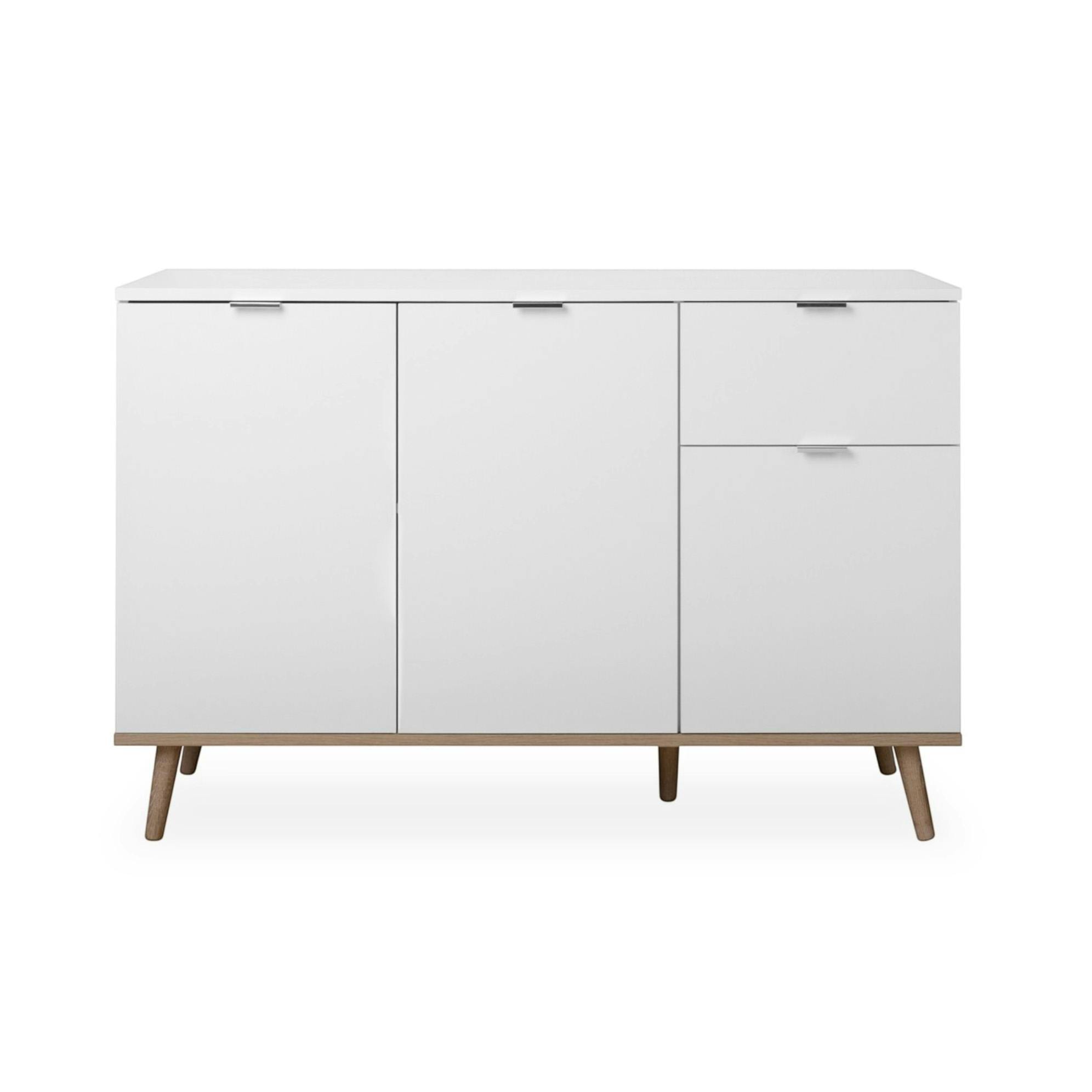 Buffet blanc 3 portes 1 tiroir style scandinave ALVA