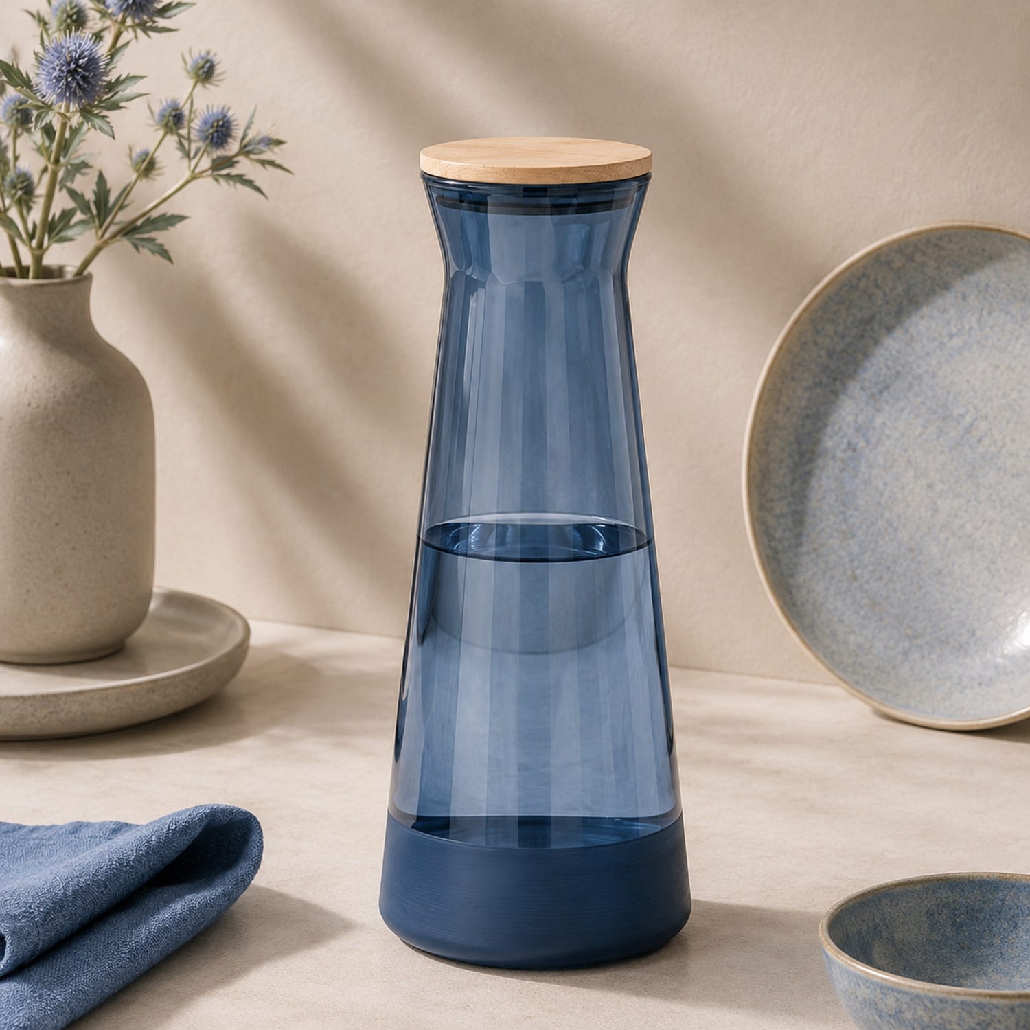 Caraffa vetro con coperchio 380 ml blu Blaze