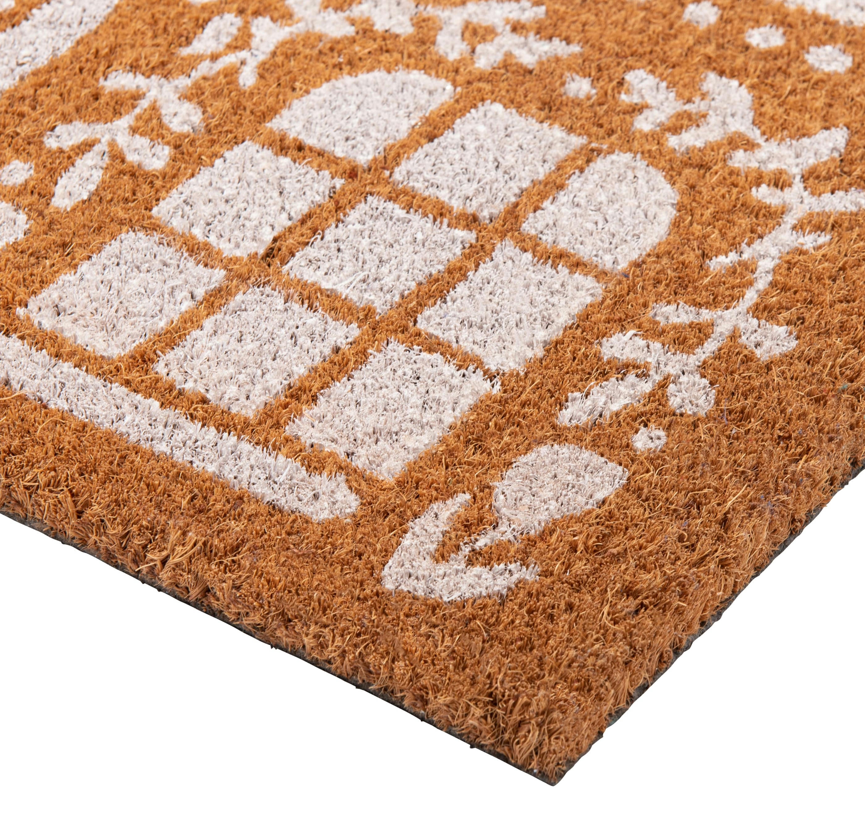 NOLHOM - Paillasson maison en fibre de coco beige 40x60