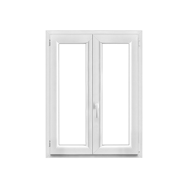 Fenêtre 2 vantaux oscillo-battante, tirant droit double vitrage GoodHome en PVC blanc l.95 x H.118 cm