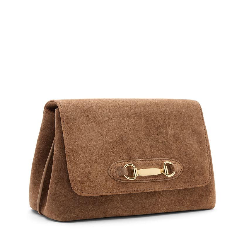 Manfield Bruine suède schoudertas