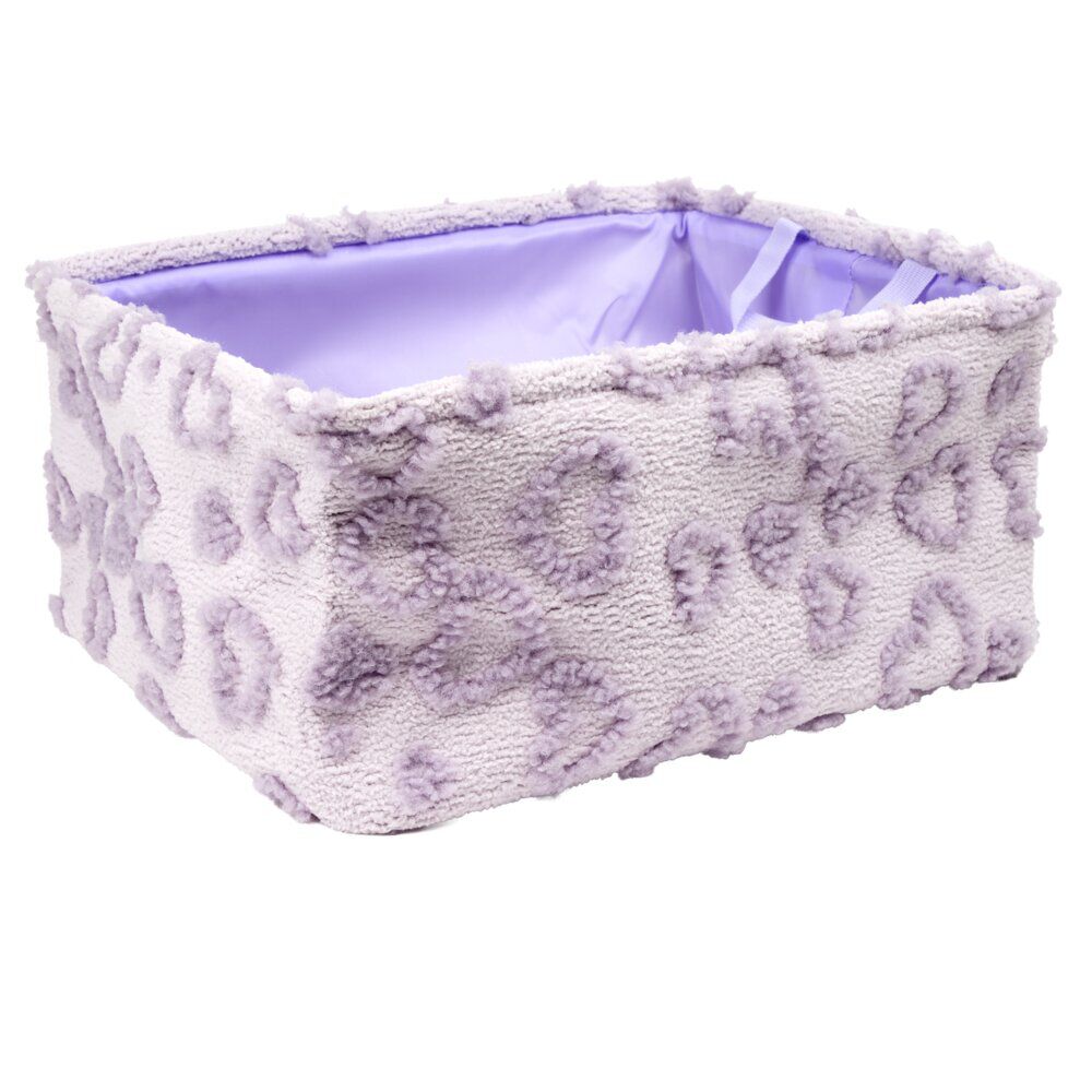 Panière de rangement rectangulaire souple motif relief coeur 40x32xH20cm (2 modèles)
