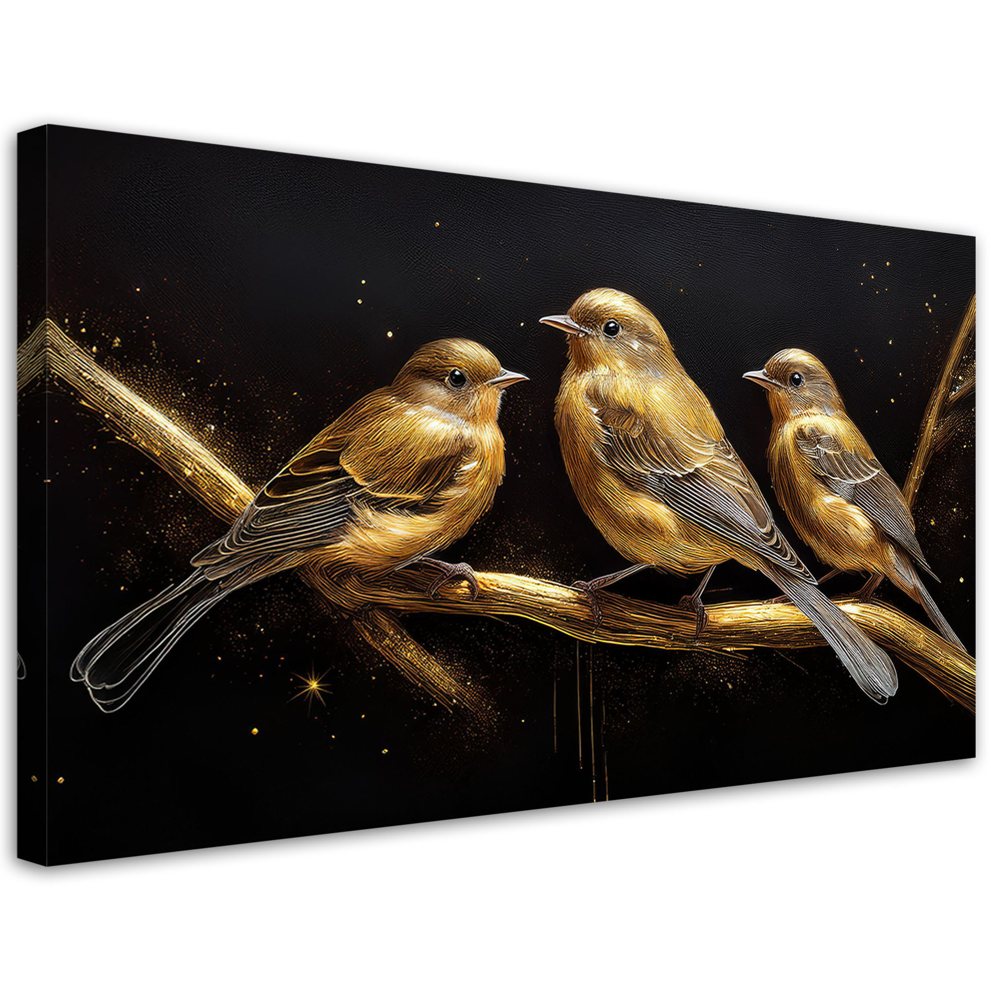 Feeby Obraz na płótnie, Ptaki Zwierzęta Złoto 120x60
