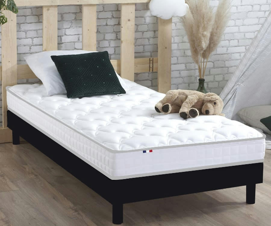 ENSEMBLE KIT ESSENCE - Ensemble Matelas Mousse + Latex+Sommier en Kit Anthracite 90x190