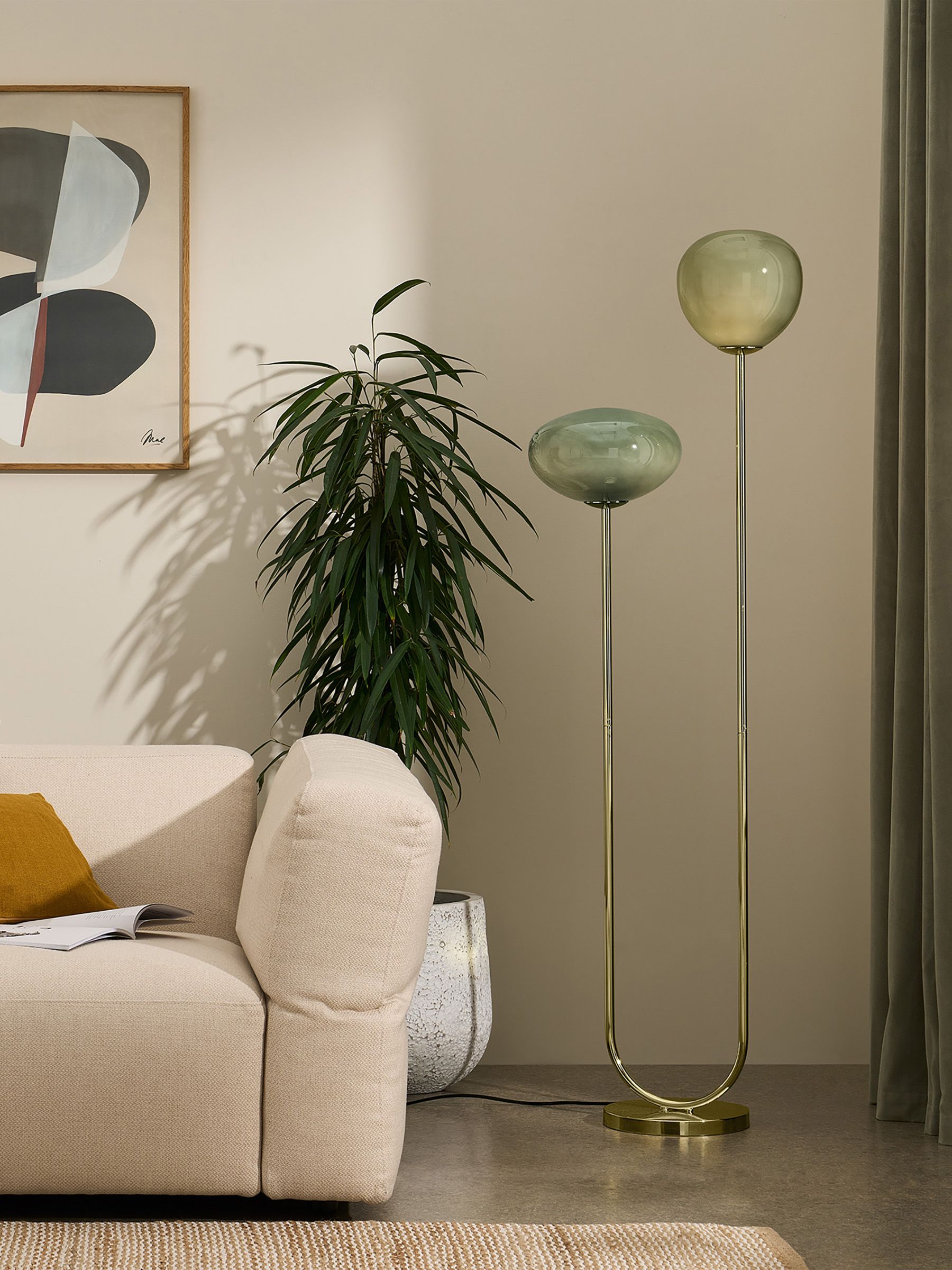 Adrianne Floor Lamp in Brass/Green